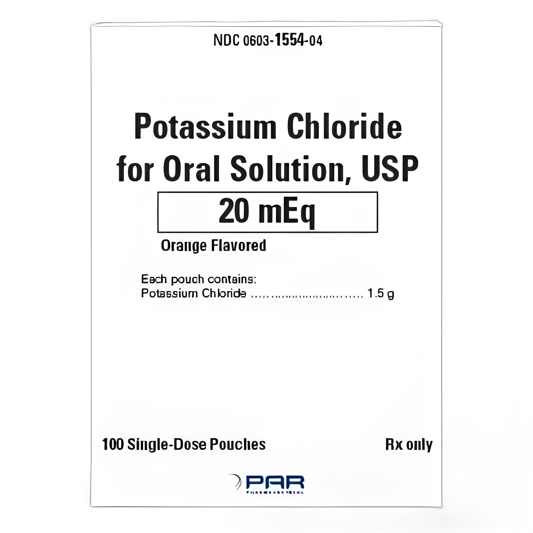 Potassium Chloride 20 mEq Orange Flavor Powder for Oral Solution - 100 Packets