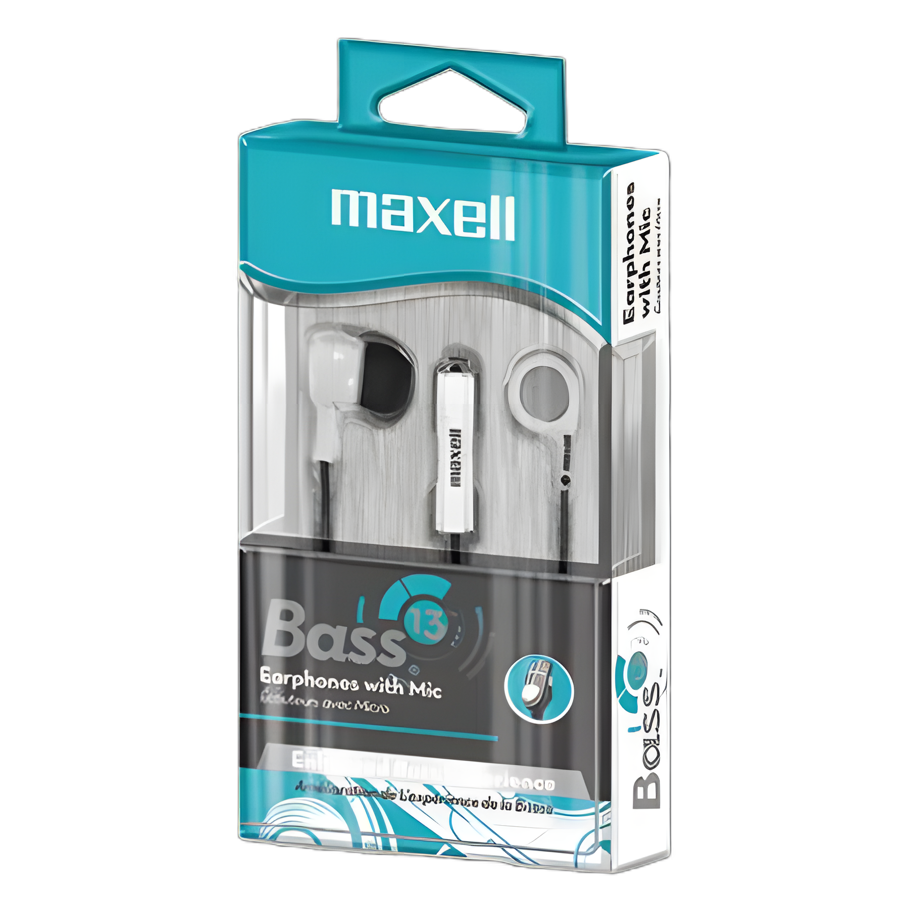 Maxell B-13 Bass Earbuds with Microphone for Medical Professionals, 52" Cord, White