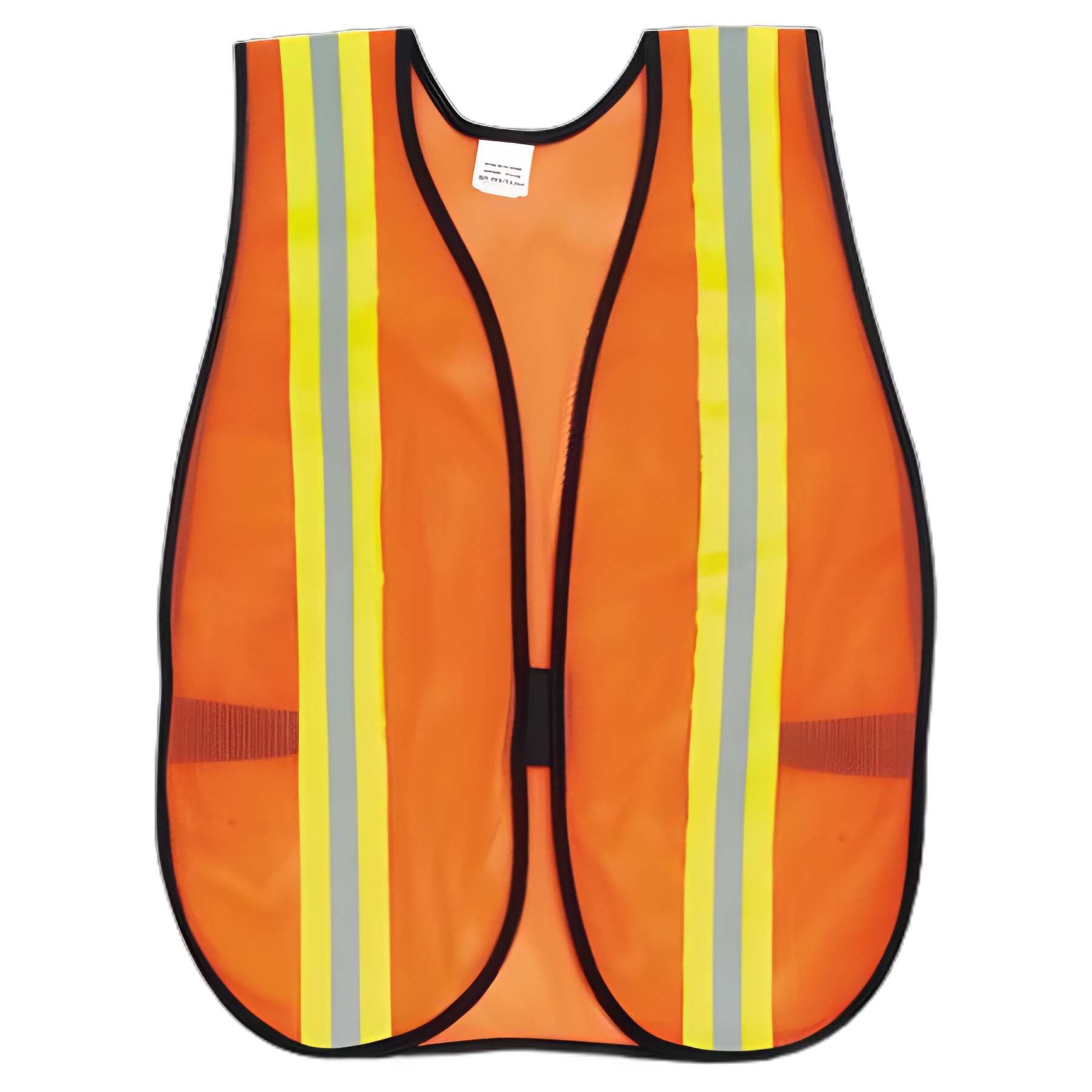 Orange Safety Vest, 2" Reflective Strips, Polyester, Side Straps, One Size Fits All, Bright Orange