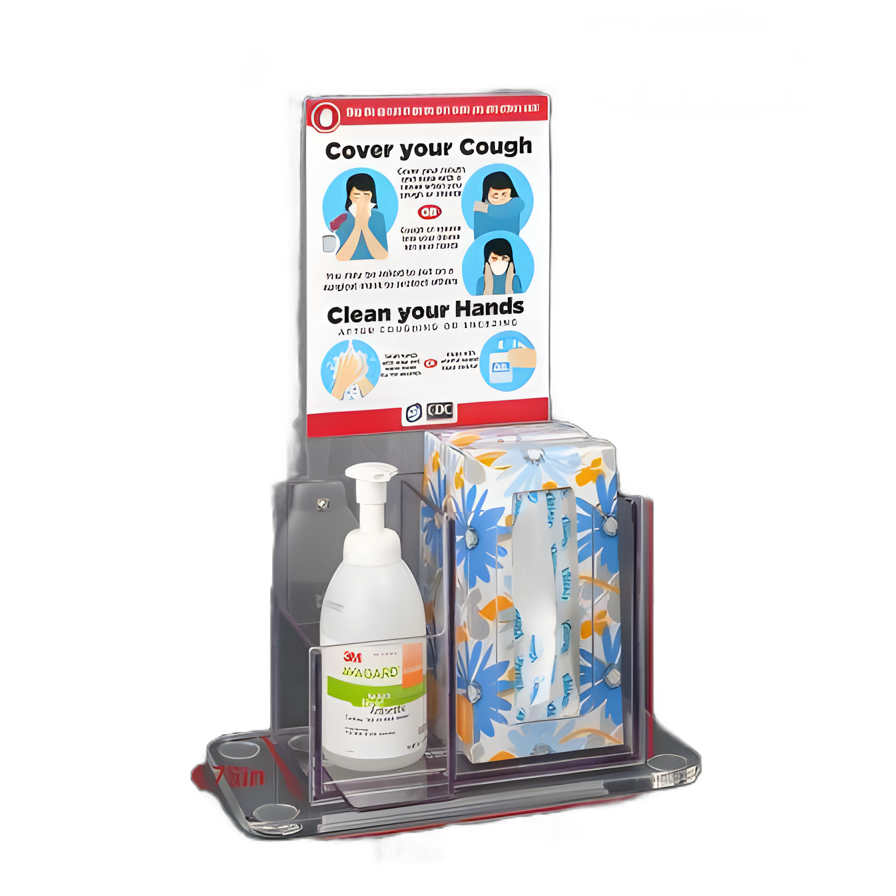 Poltex Respiratory Hygiene Stand - Clear PETG, Counter Top, 9.25x4.75x7.5 Inch