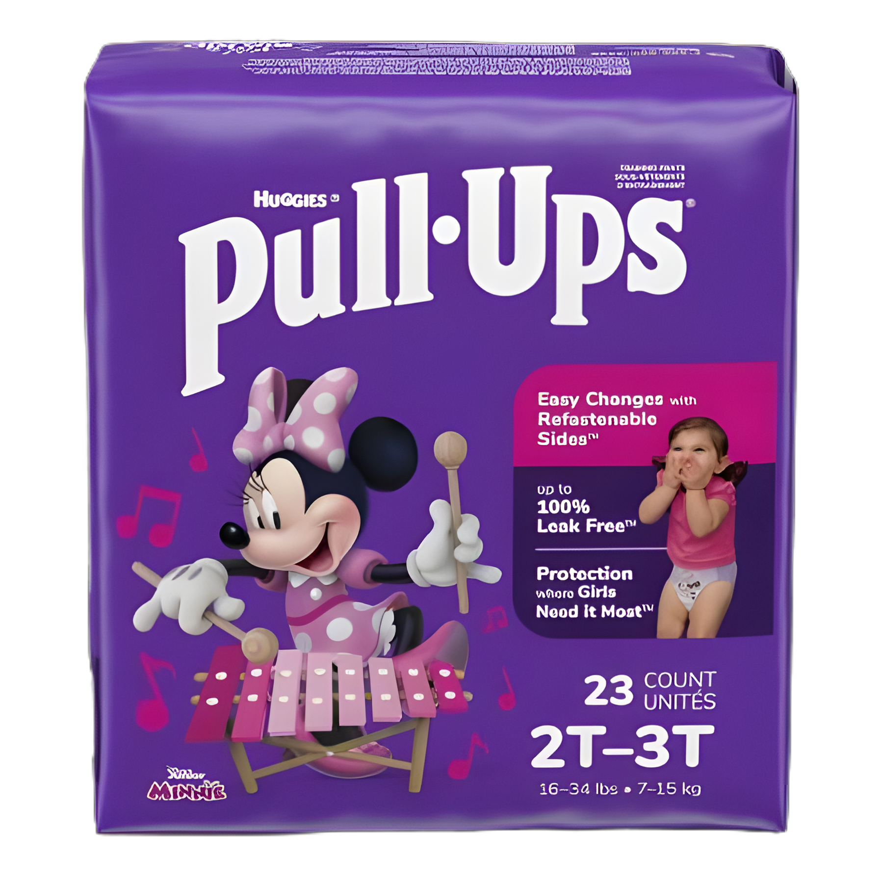Female Toddler Training Pants Pull-Ups® Learning Designs® for Girls Pull On Size 2T to 3T Disposable Moderate Absorbency
