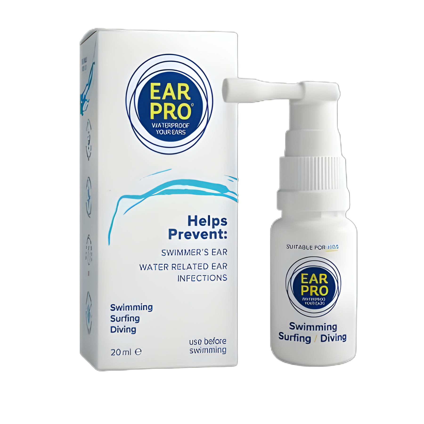 Ear Waterproof Spray Ear Pro® 20 mL Liquid Medical Grade Mineral Oil / High Grade Organic Oregano Oil