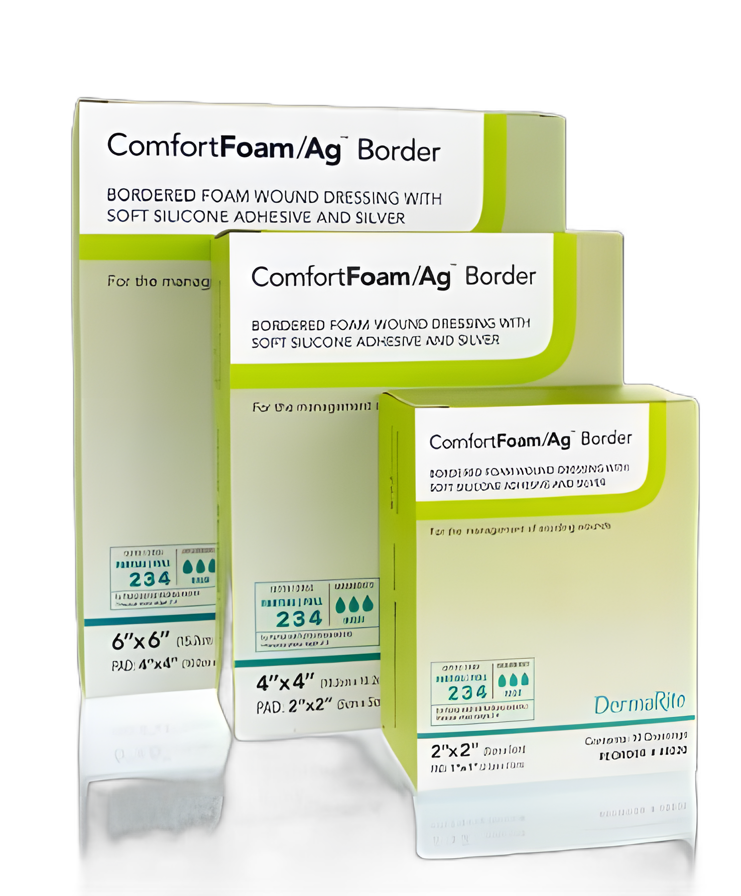 ComfortFoam/Ag Border Silver Foam Dressing 4x4 Inch Square Sterile for Wound Care