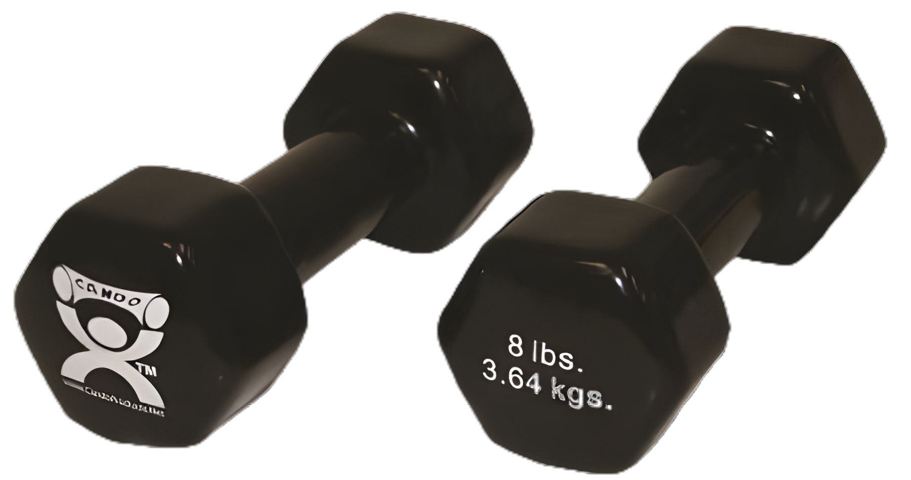 CanDo® Hexagonal Dumbbell Pair, 8 lbs - Vinyl Coated for Physical Therapy and Weight Training