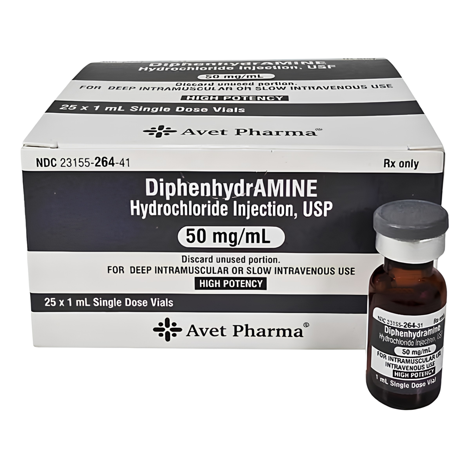 DIPHENHYDRAMINE HCL 50 MG SDV 1 ML, 25/BX