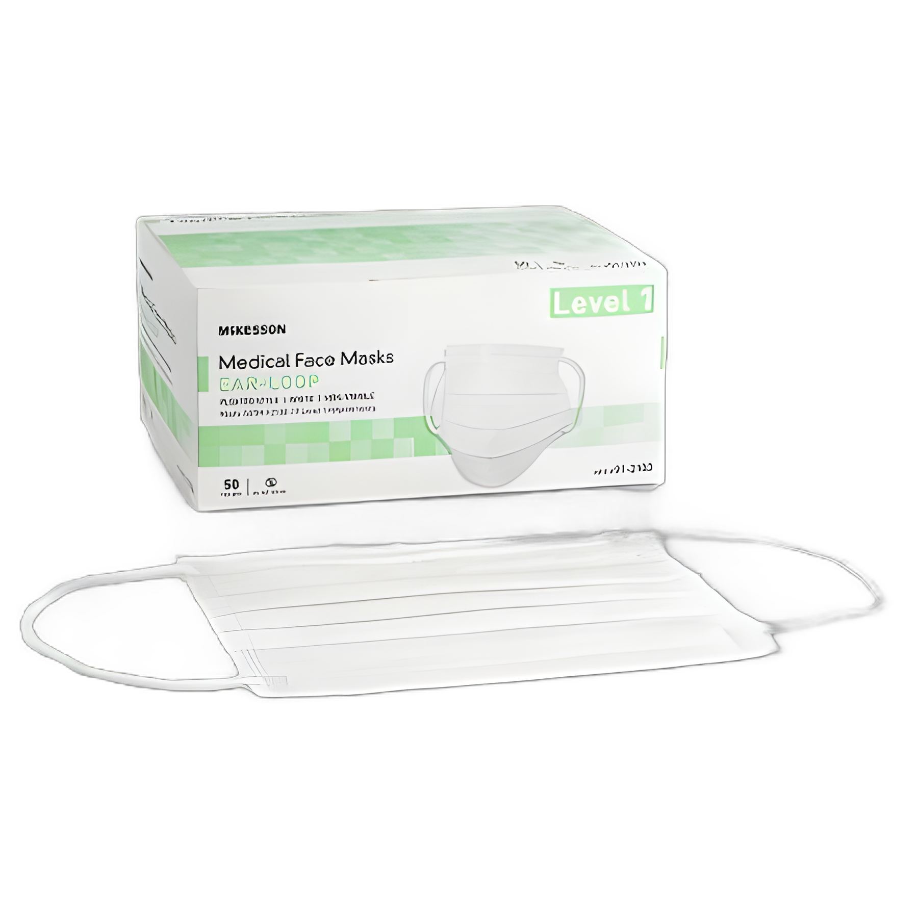 Procedure Mask McKesson Pleated Earloops One Size Fits Most White NonSterile ASTM Level 1 Adult