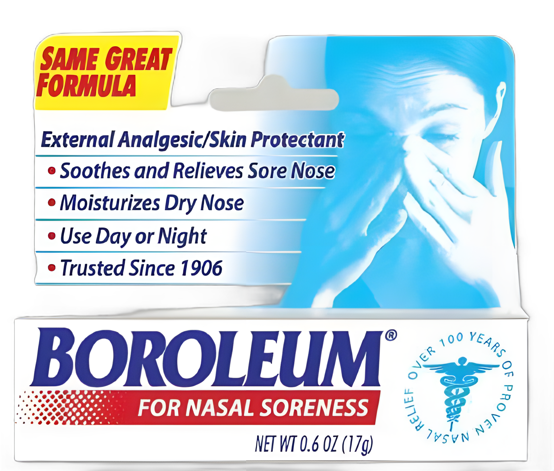 Boroleum® Nasal Moisturizer Ointment for Dry, Cracked Nostrils - 0.6 oz