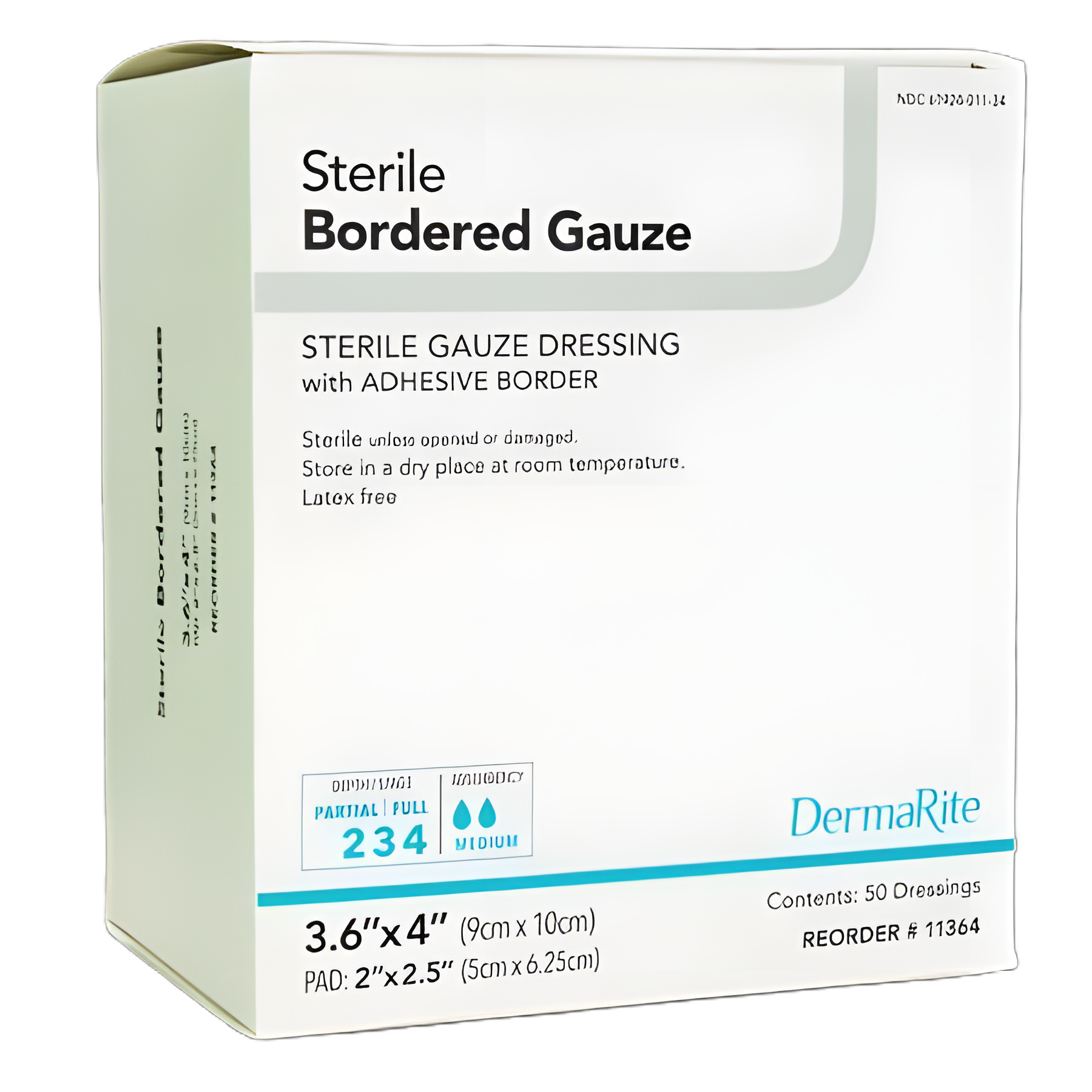 Adhesive Dressing DermaRite® Bordered Gauze 3-3/5 X 4 Inch Square Sterile