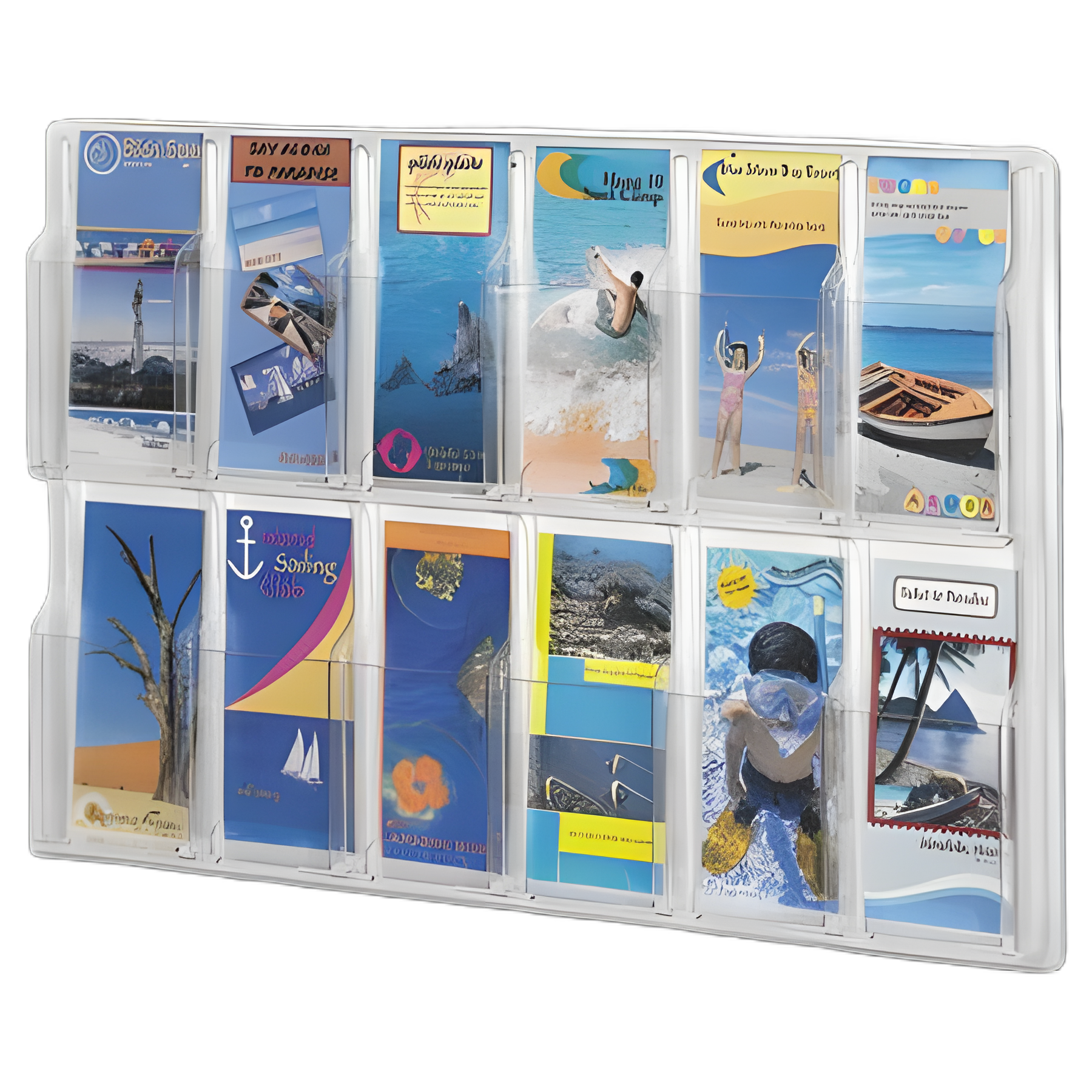 Reveal Clear Literature Displays, 12 Compartments, 30w x 2d x 20.25h, Clear
