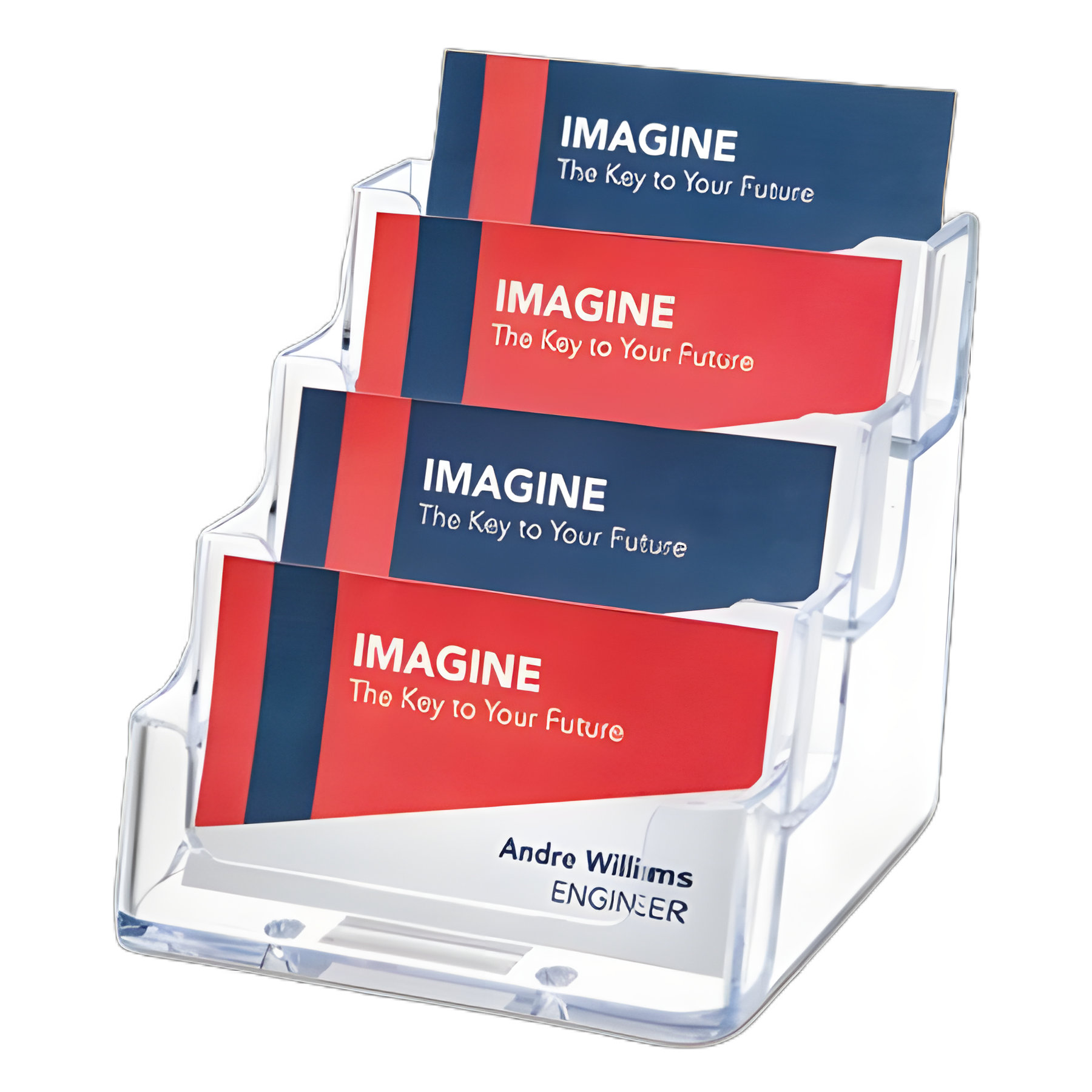 4-Pocket Business Card Holder, Holds 200 Cards, 3.94 x 3.5 x 3.75, Plastic, Clear