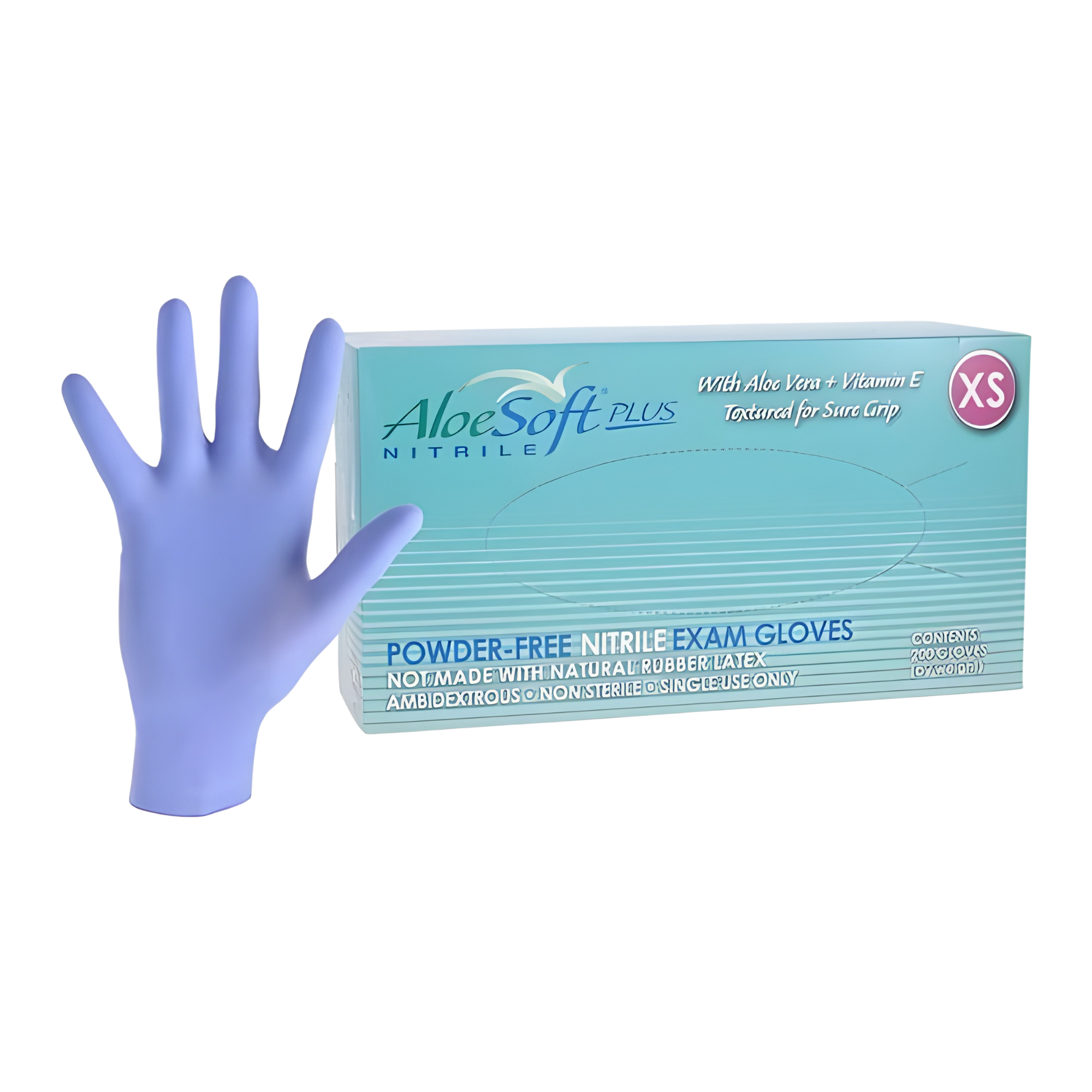 Glove Club - 112-6402 AloeSoft Plus Nitrile Exam Gloves X-Small Blue Non-Sterile