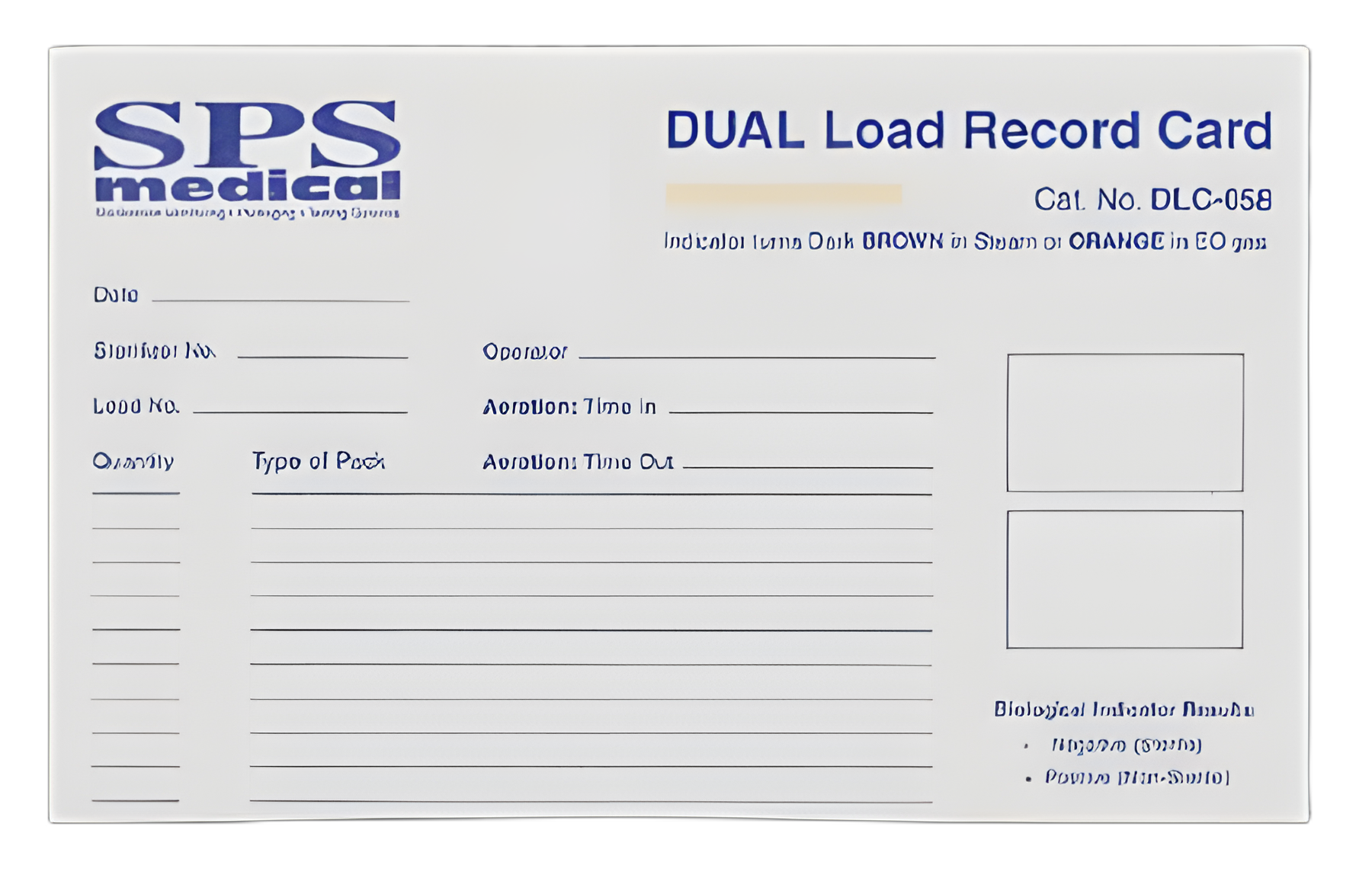 Sterilization Load Record Card Dual™ Steam / EO Gas
