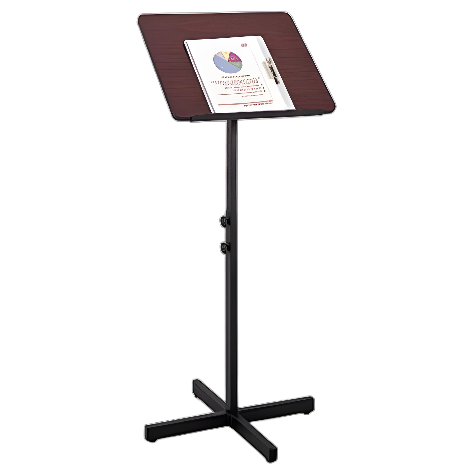 Adjustable Speaker Stand, 21 x 21 x 29.5 to 46, Mahogany/Black