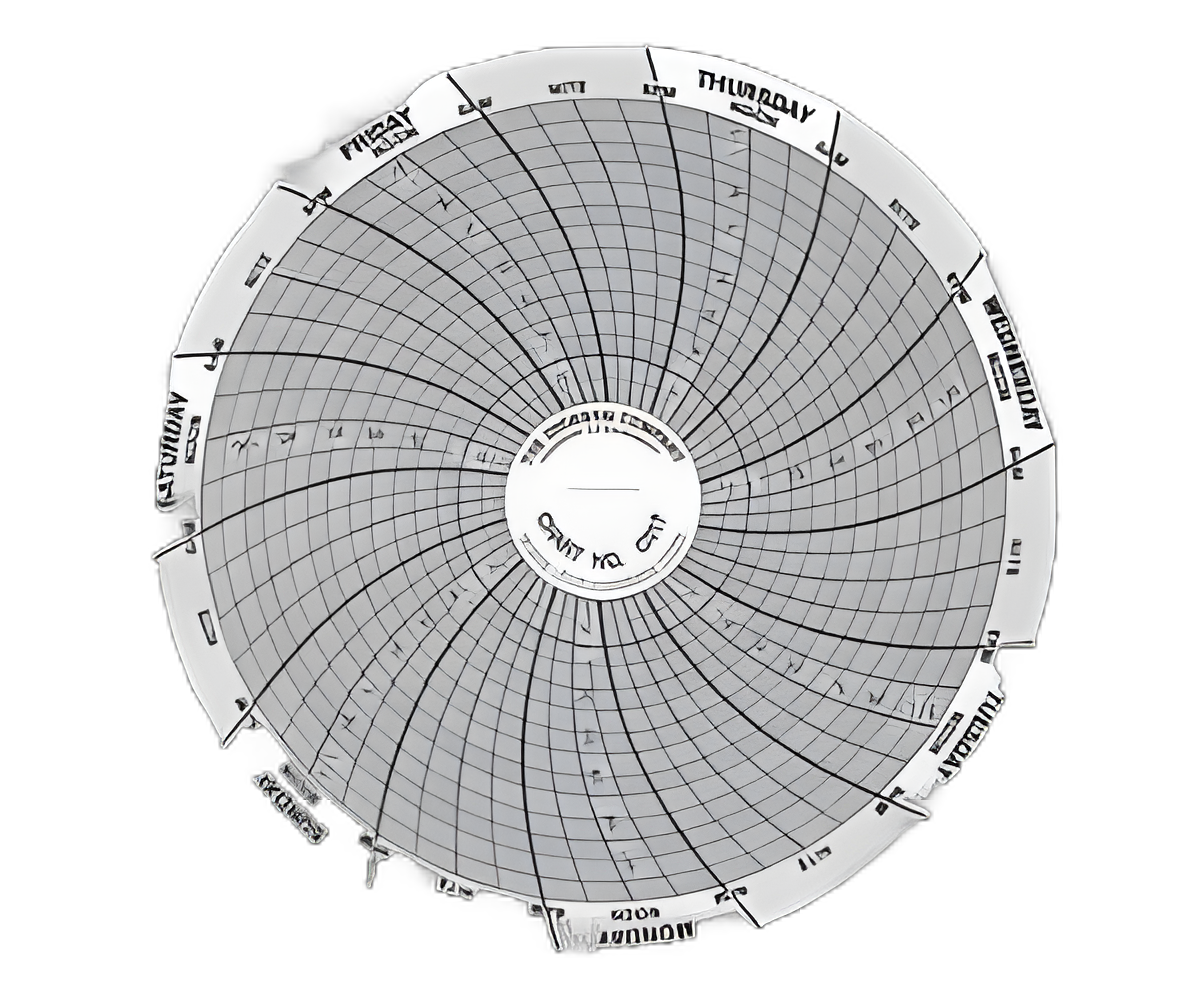 7-Day Temperature Recording Chart Dickson™ Pressure Sensitive Paper 4 Inch Diameter Gray Grid - C017