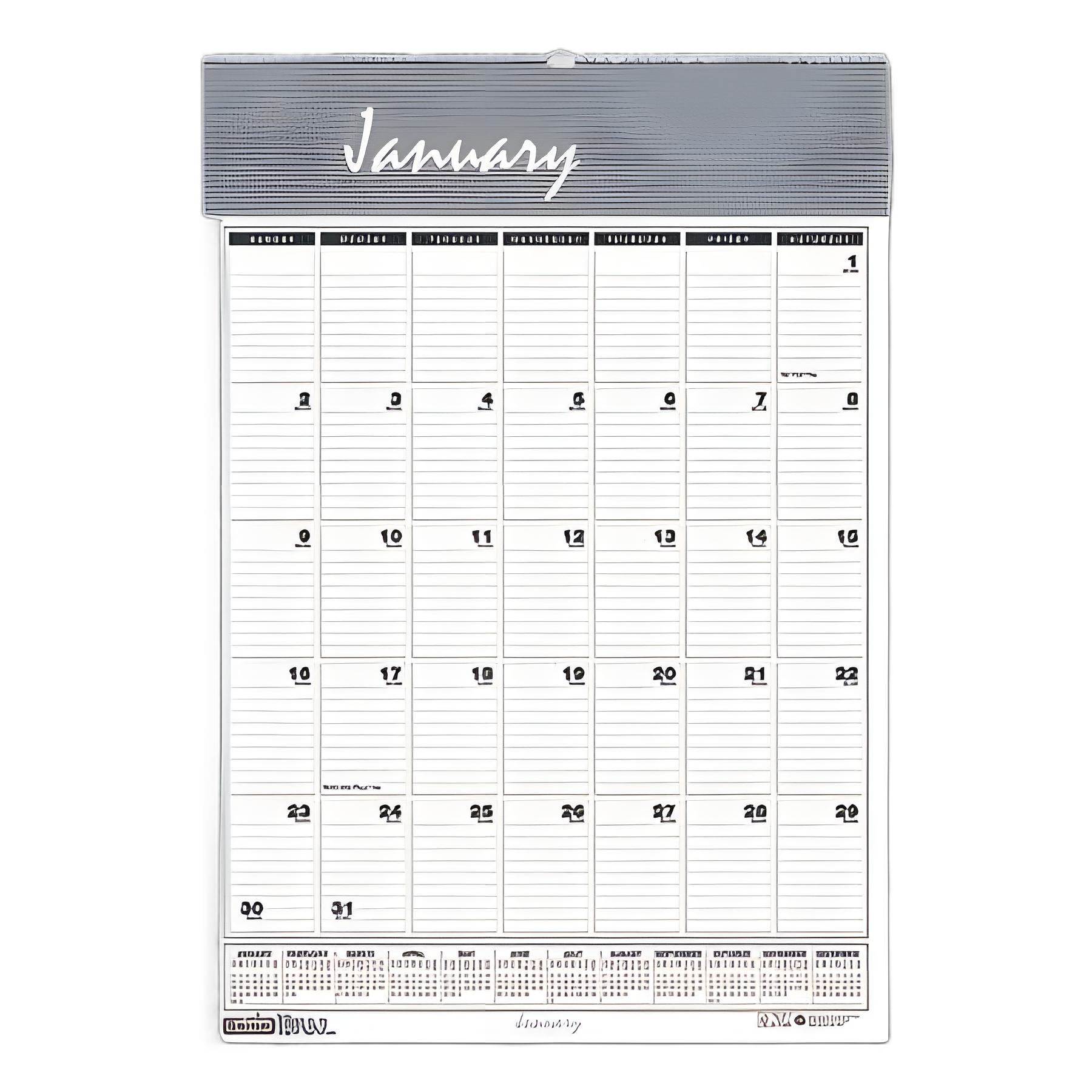 Bar Harbor Recycled Wirebound Monthly Wall Calendar, 22 x 31.25, White/Blue/Gray Sheets, 12-Month (Jan-Dec): 2024