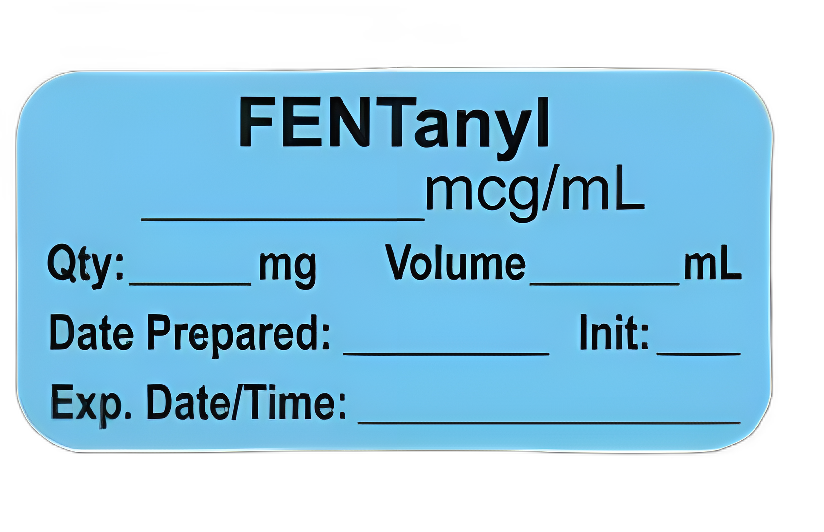 PDC Anesthesia Drug Label for Fentanyl mcg/mL - Time and Date Indicator, Blue 1/2 X 1-1/2 Inch