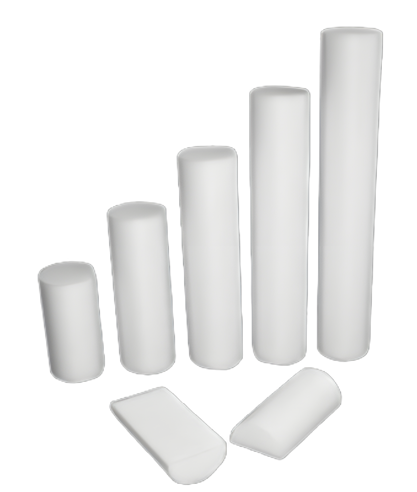 CanDo® White Half-Round Polyethylene Foam Roller 6x18 Inch for Physical Therapy and Muscle Massage