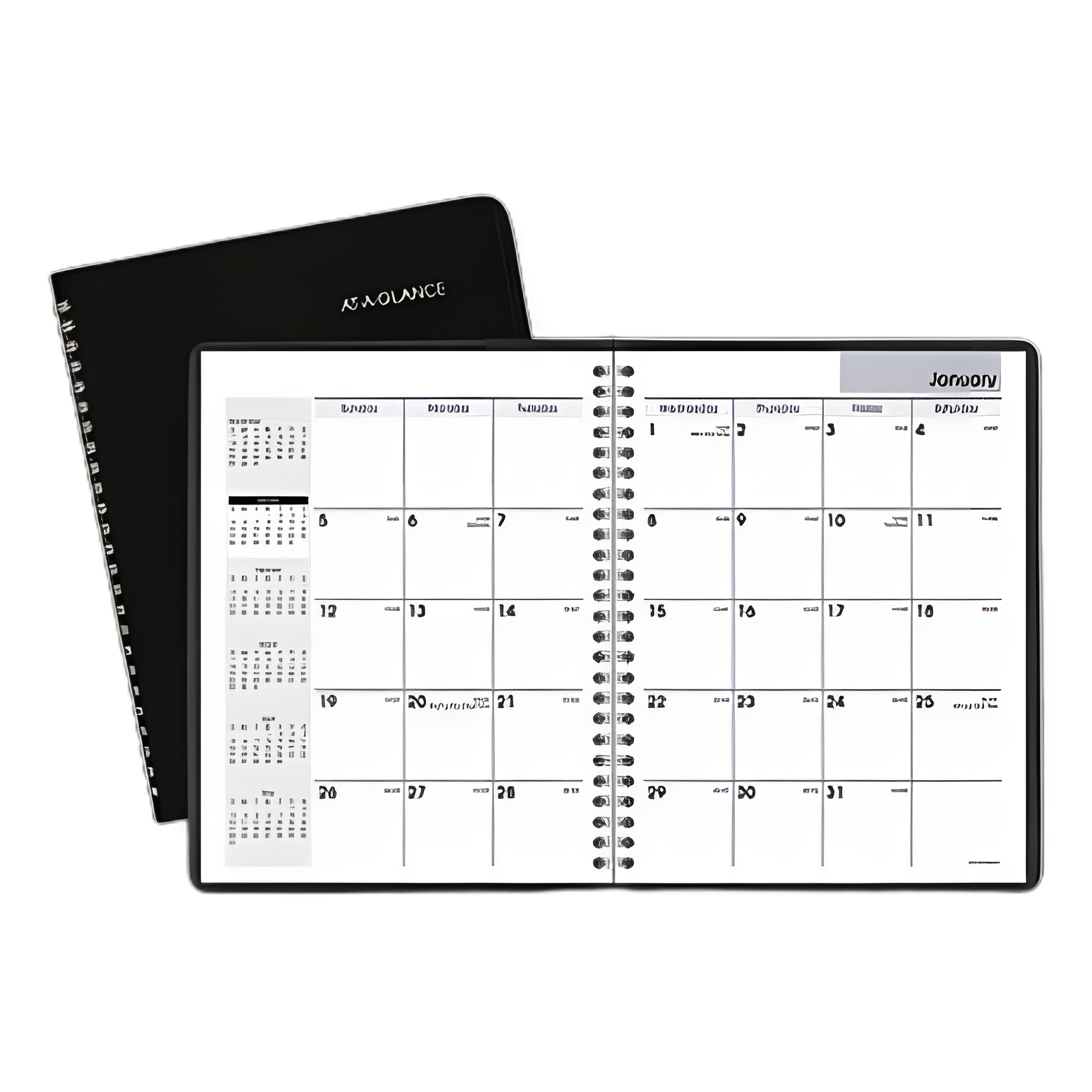 DayMinder Monthly Planner with Notes Column, Ruled Blocks, 8.75 x 7, Black Cover, 12-Month (Jan to Dec): 2024