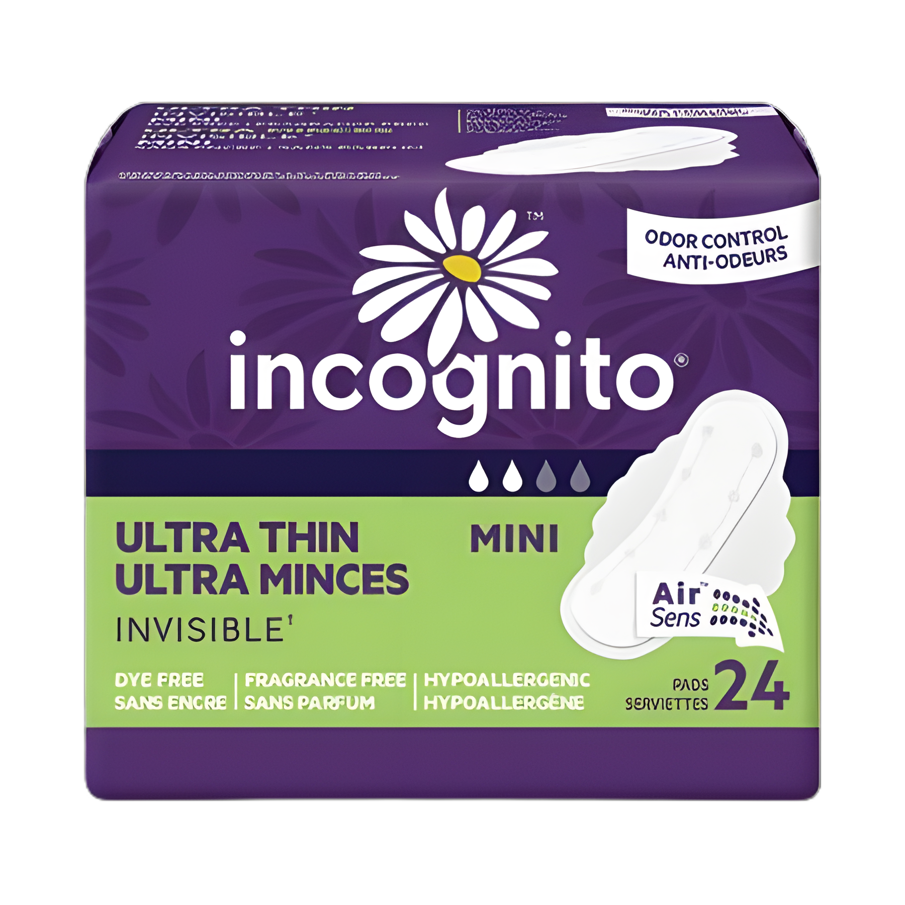 Feminine Pad Incognito® Ultra Thin with Wings Light Absorbency