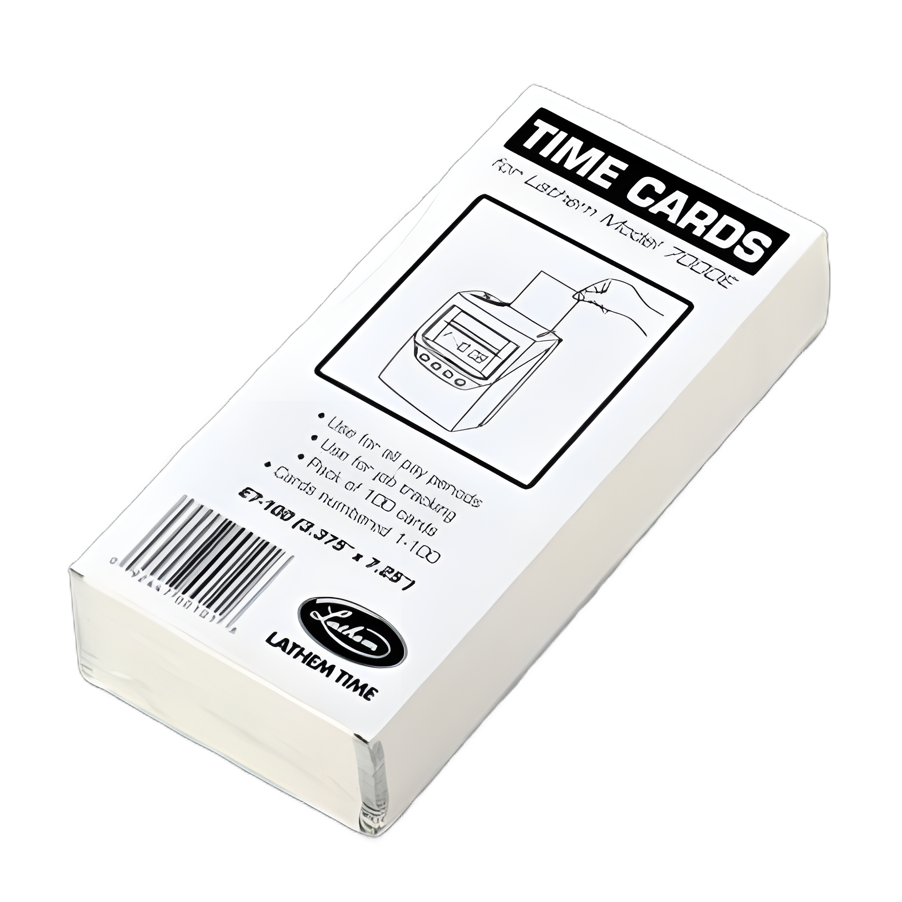 Time Clock Cards for Lathem Time 7000E, Two Sides, 3.5 x 7.25, 100/Pack
