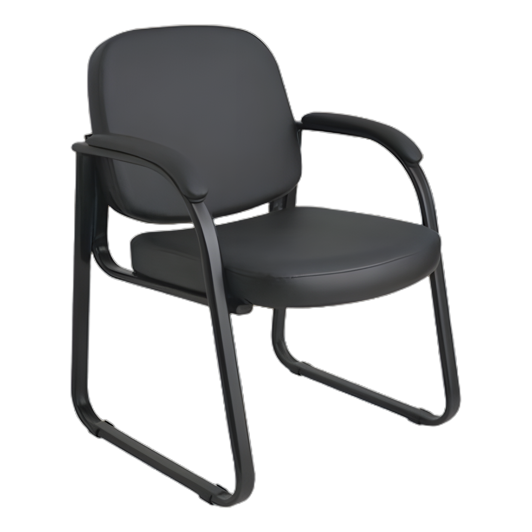Alera Genaro Series Faux Leather Half-Back Sled Base Guest Chair, 25" x 24.80" x 33.66", Black Seat, Black Back, Black Base
