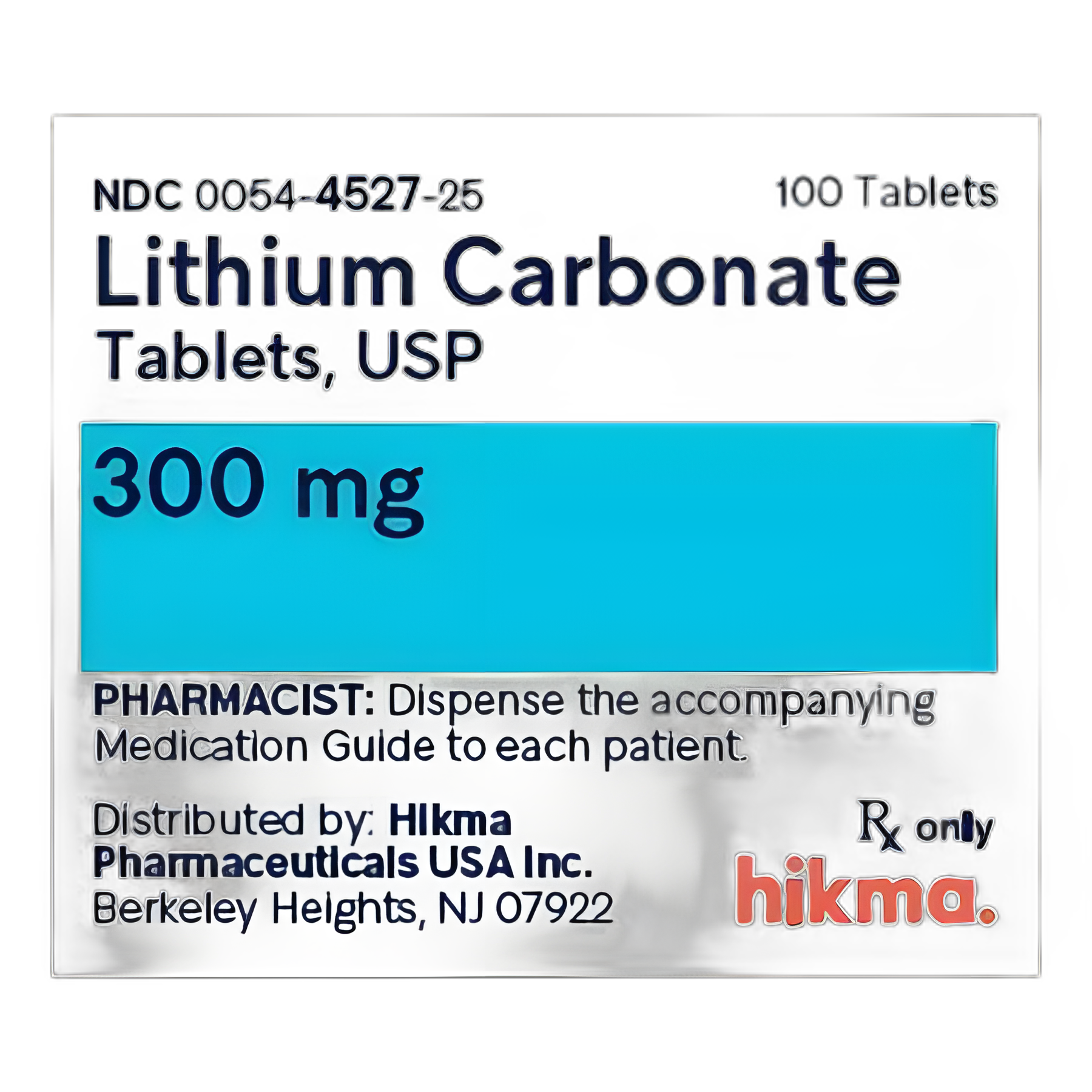 Lithium Carbonate 300 mg Tablets by Roxane Laboratories - 100 Count Bottle