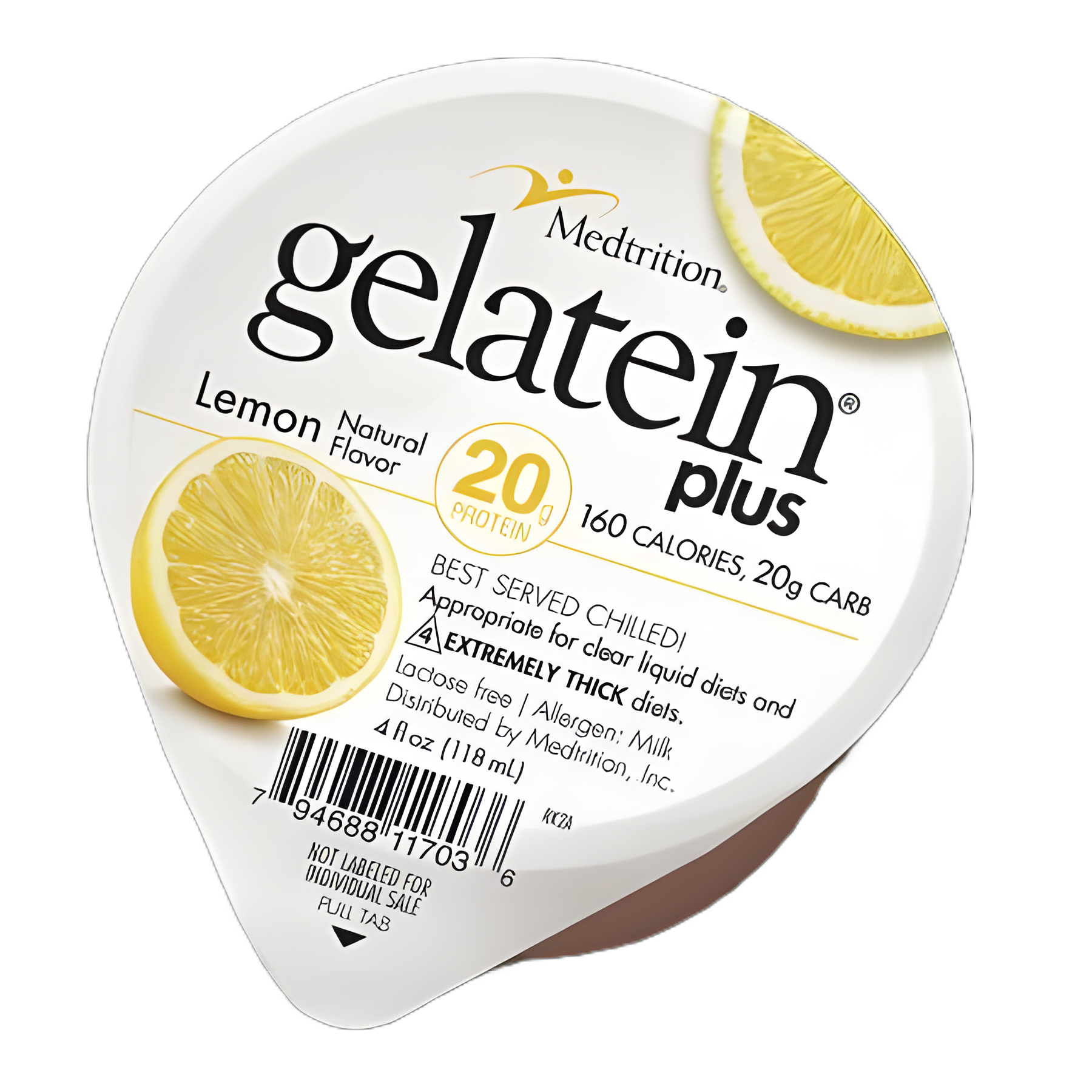 Gelatein® Plus Lemon Flavor High-Protein Gel - 4 oz. Cup for Medical Nutrition