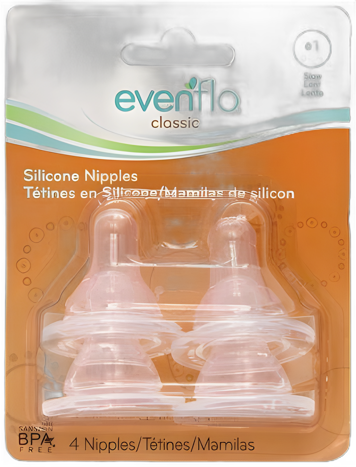 Evenflo Classic Slow Flow Silicone Nipple for Newborns - Standard Neck