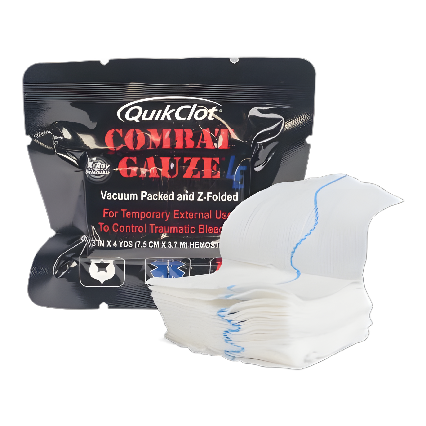 Hemostatic Dressing QuikClot® Combat Gauze LE™ 3 Inch X 4 Yard 1 Count Sterile