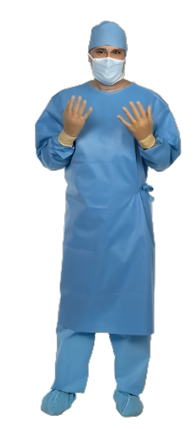 Spectrum Large Blue Sterile Non-Reinforced Surgical Gown with Towel - AAMI Level 3