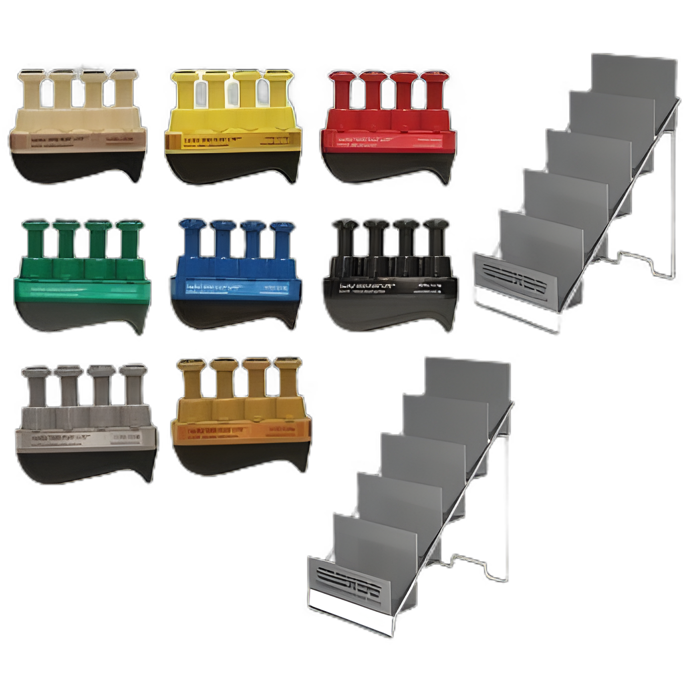 Hand Exerciser with Stands CanDo® Digi-Flex® LiTE® Tan / Yellow / Red / Green / Blue / Black / Silver / Gold 2X-Light / X-Light / Light / Medium / Heavy / X-Heavy / 2X-Heavy / 3X-Heavy
