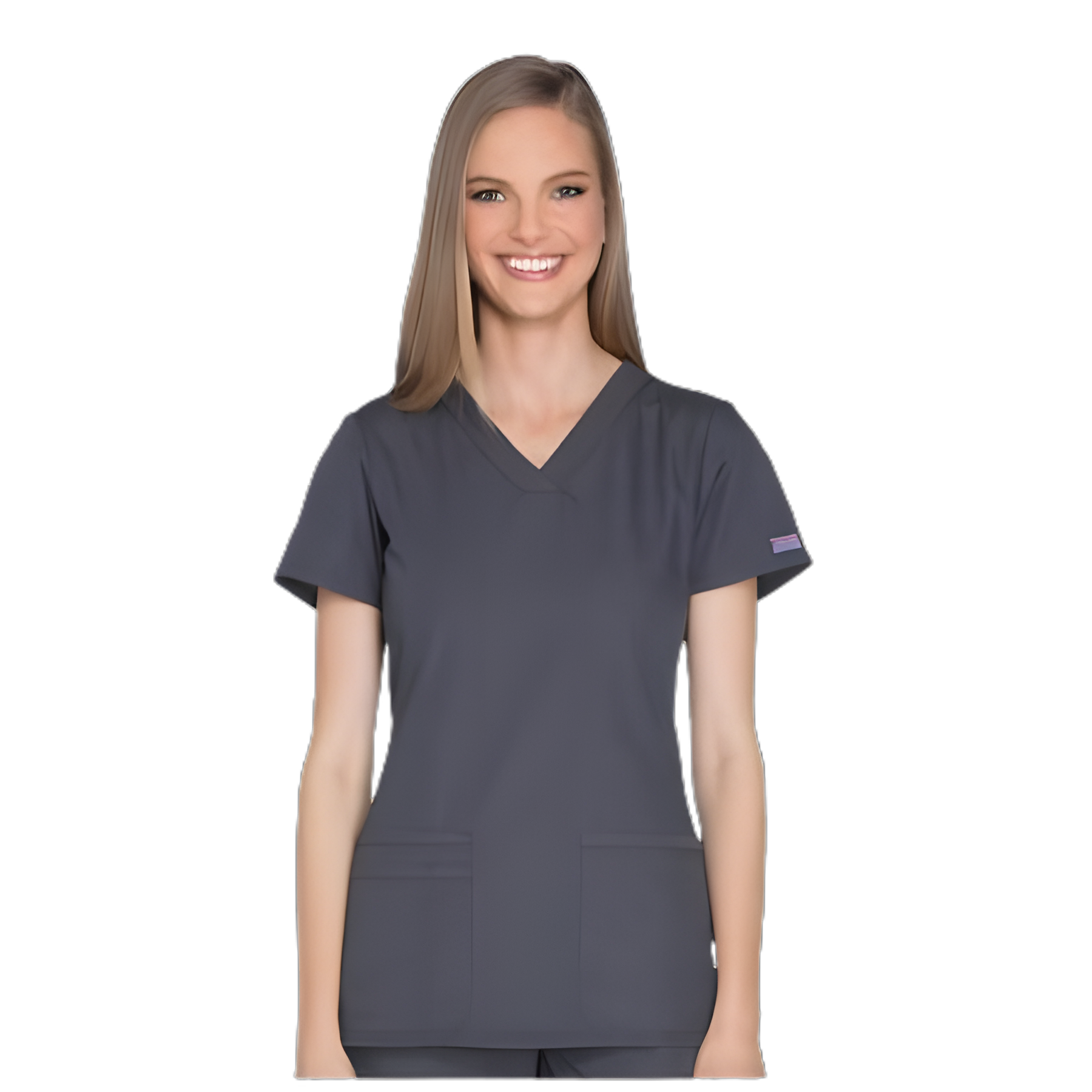 Unisex Medical Scrub Shirt Medium Pewter with 2 Pockets