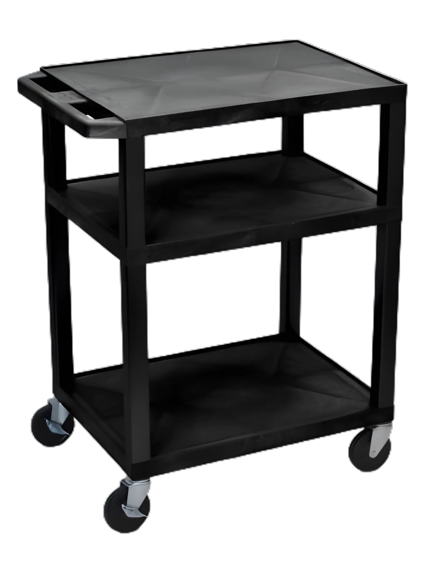 Luxor Utility Cart AV 18x24x34 Inch Black - Durable Medical Equipment Cart with Flat Shelves