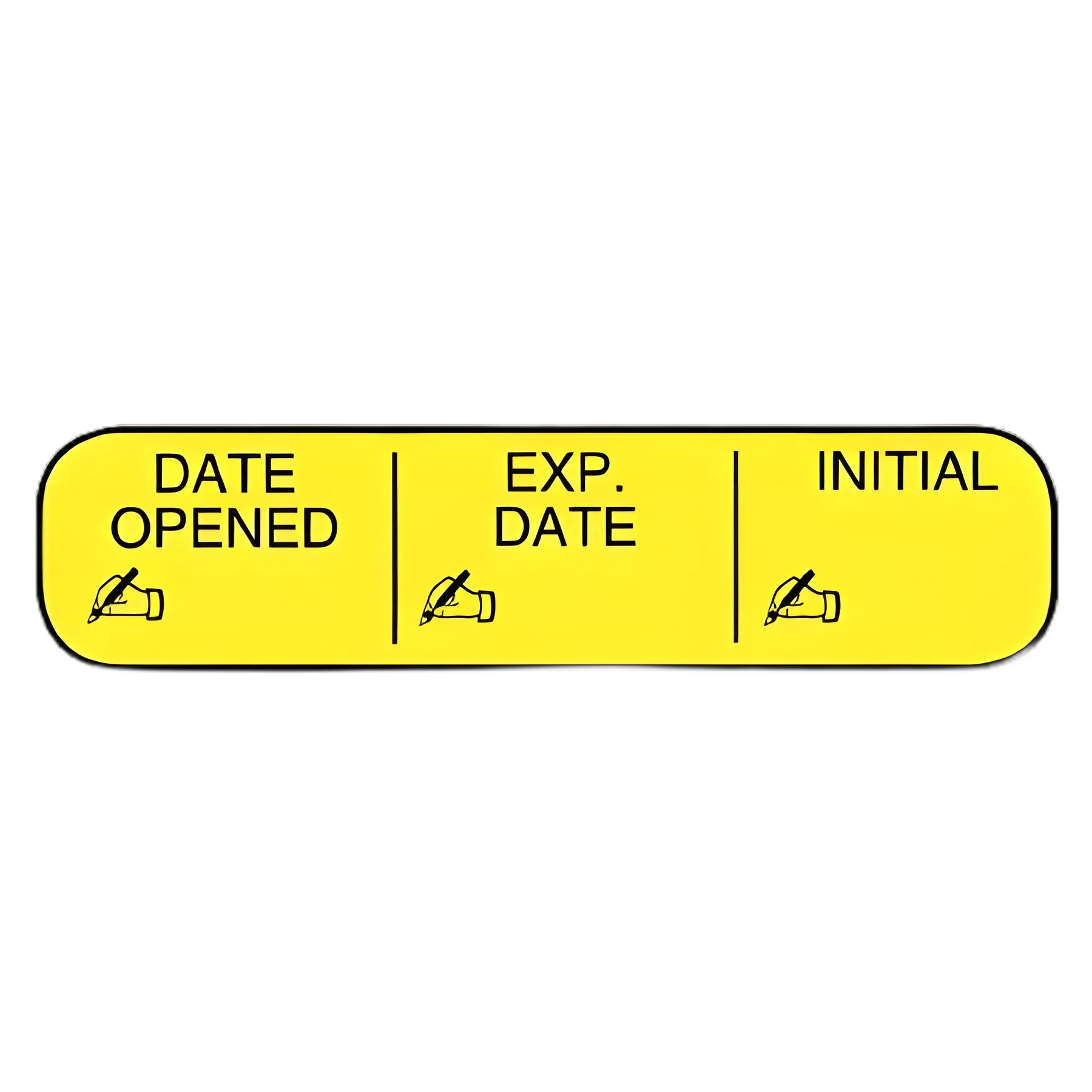 Apothecary Products® Yellow Advisory Label for Date & Initials, 3/8 X 1-9/16 Inch