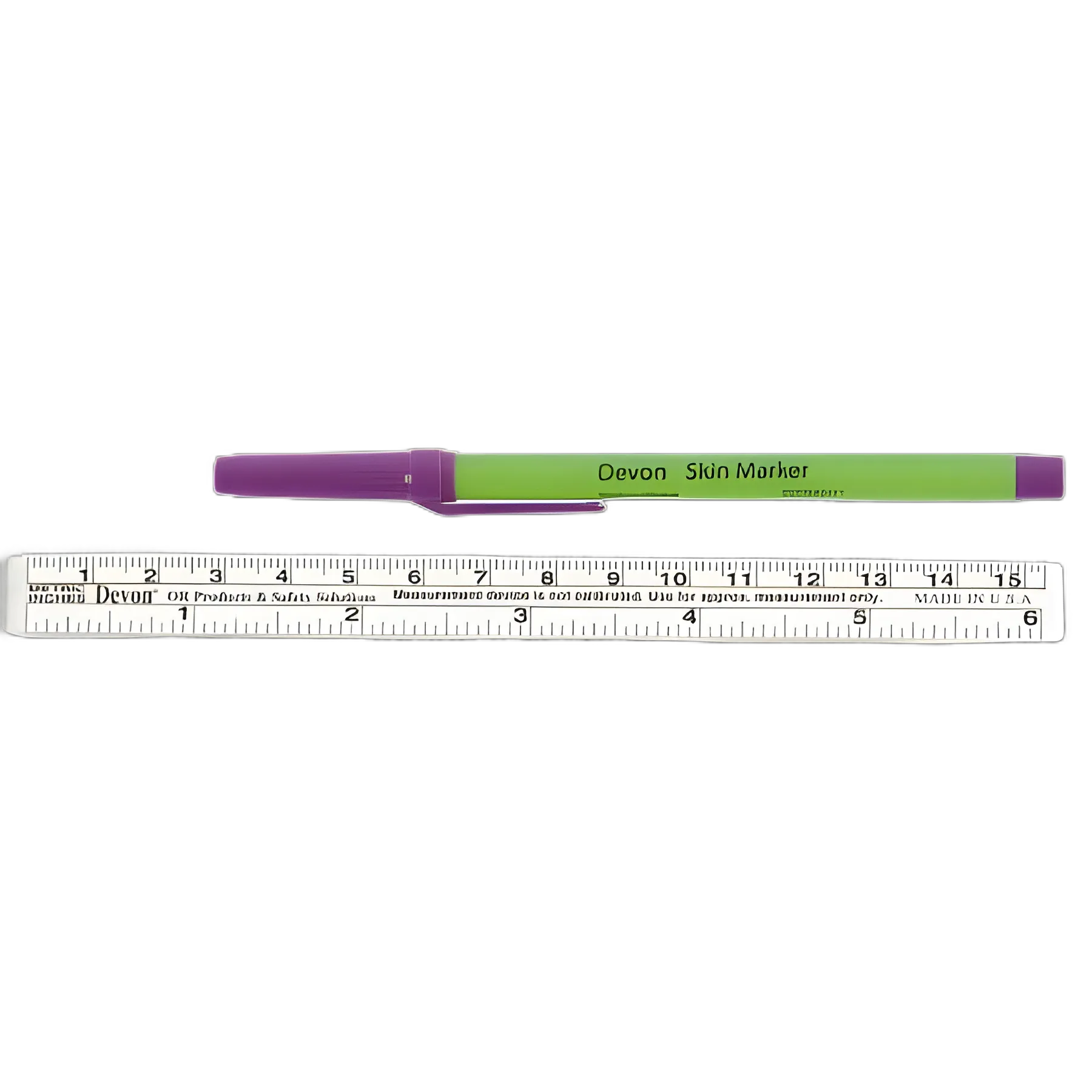 Skin Marker with Ruler and Labels Devon™ Gentian Violet Ink Sterile Full Size Regular Tip