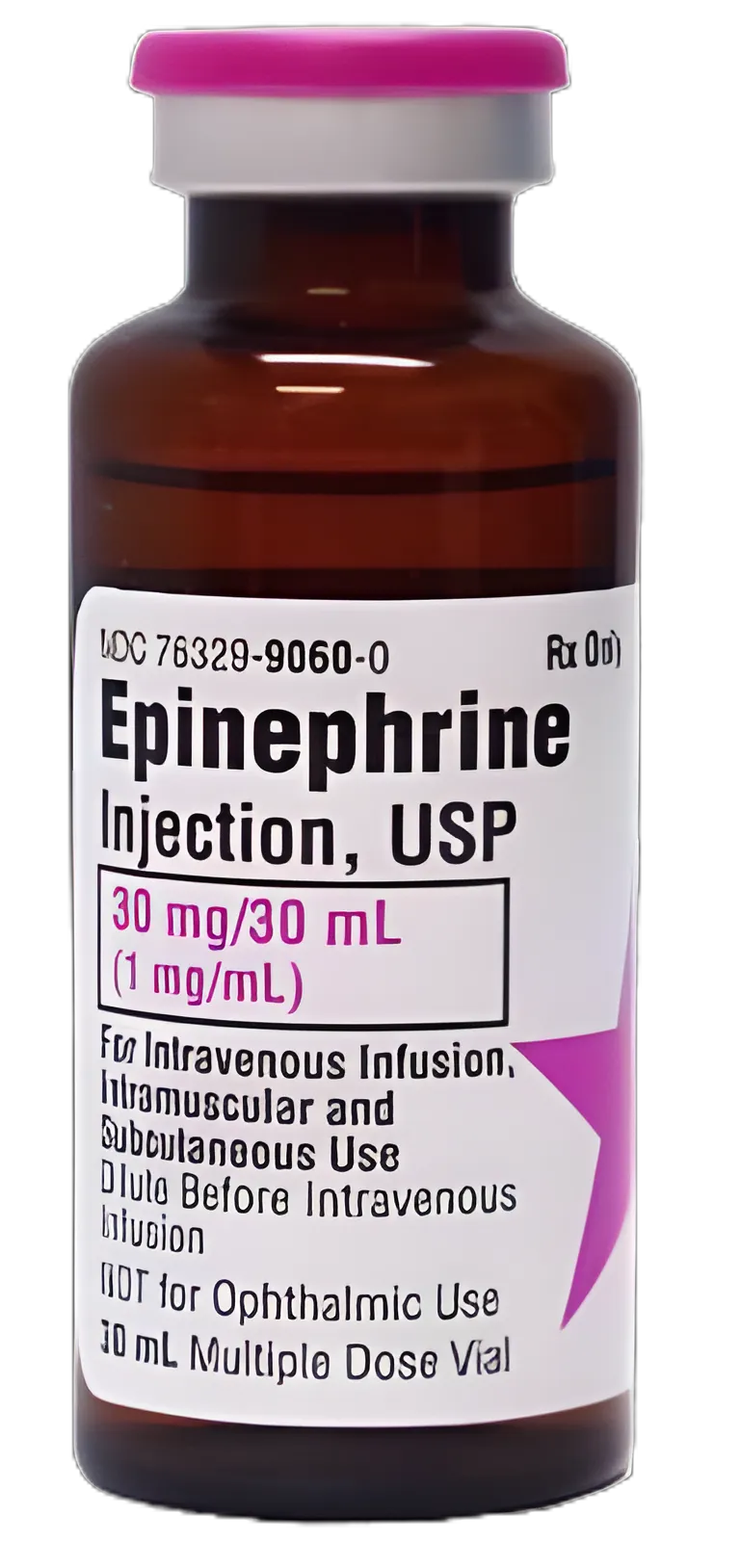 Epinephrine 1mg/mL Injection (1:1000) 30mL Multi-Dose Vial - Alpha & Beta Adrenergic Agonist