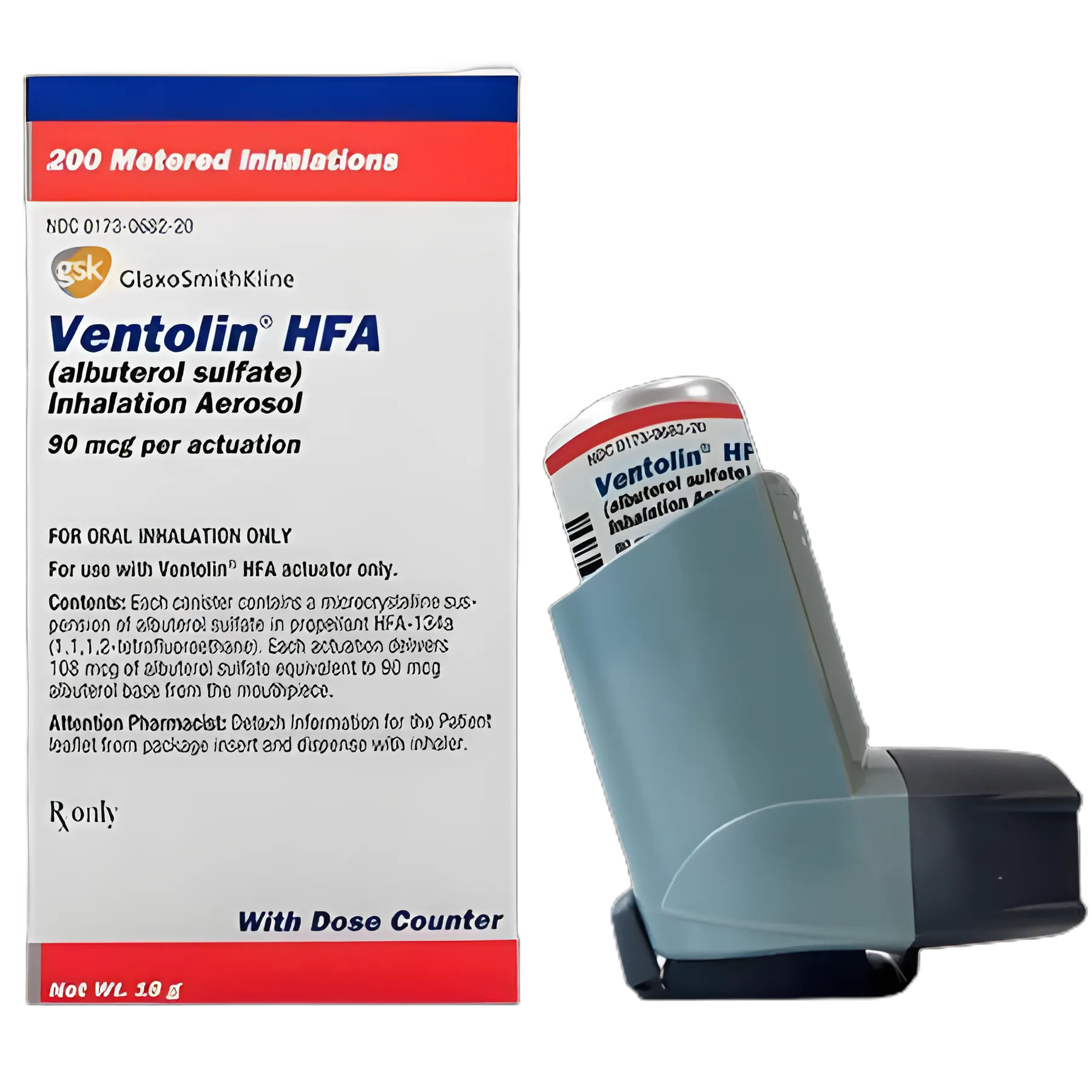 Ventolin™ HFA Albuterol Sulfate 90 mcg Aerosol Metered-Dose Inhaler 18 Grams 200 Doses