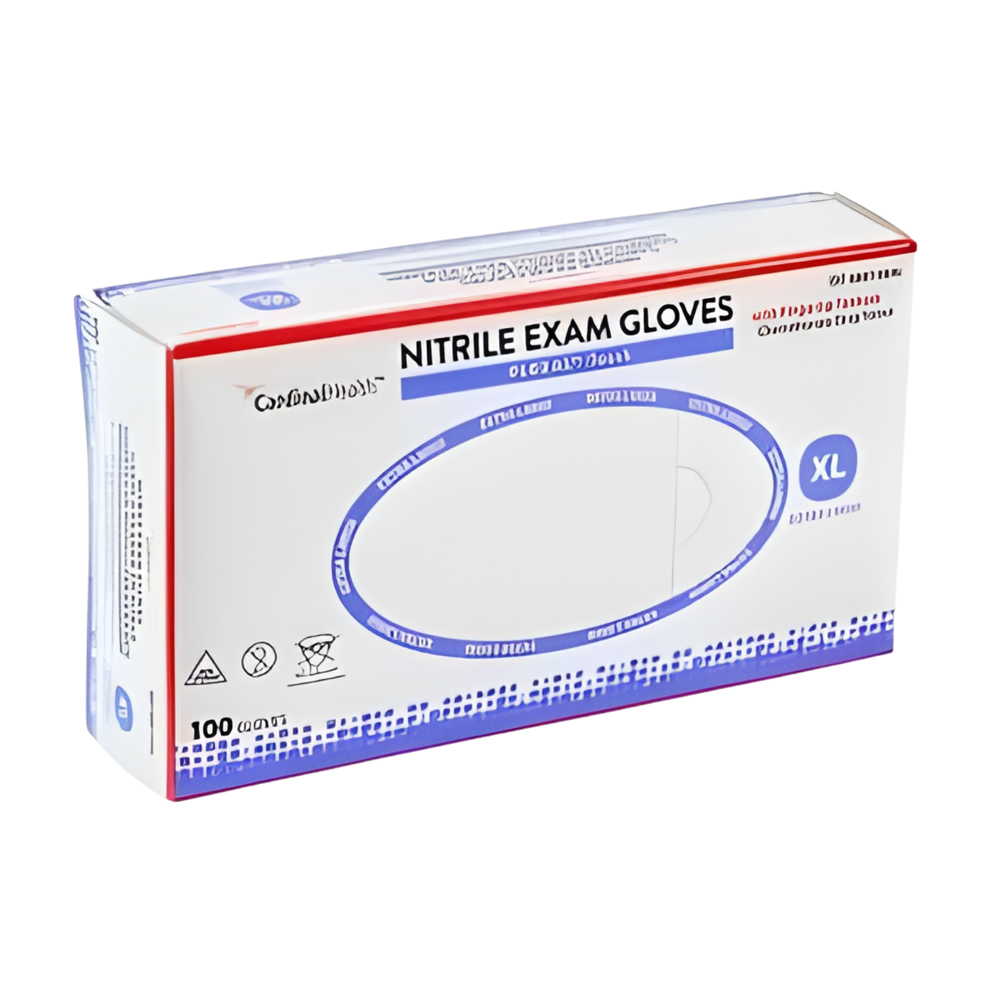 Cardinal Health FLEXAL Touch Nitrile Exam Gloves, Powder-Free, Extra Large, Blue, 3.1 MIL, Chemo Tested, 100 count/bx