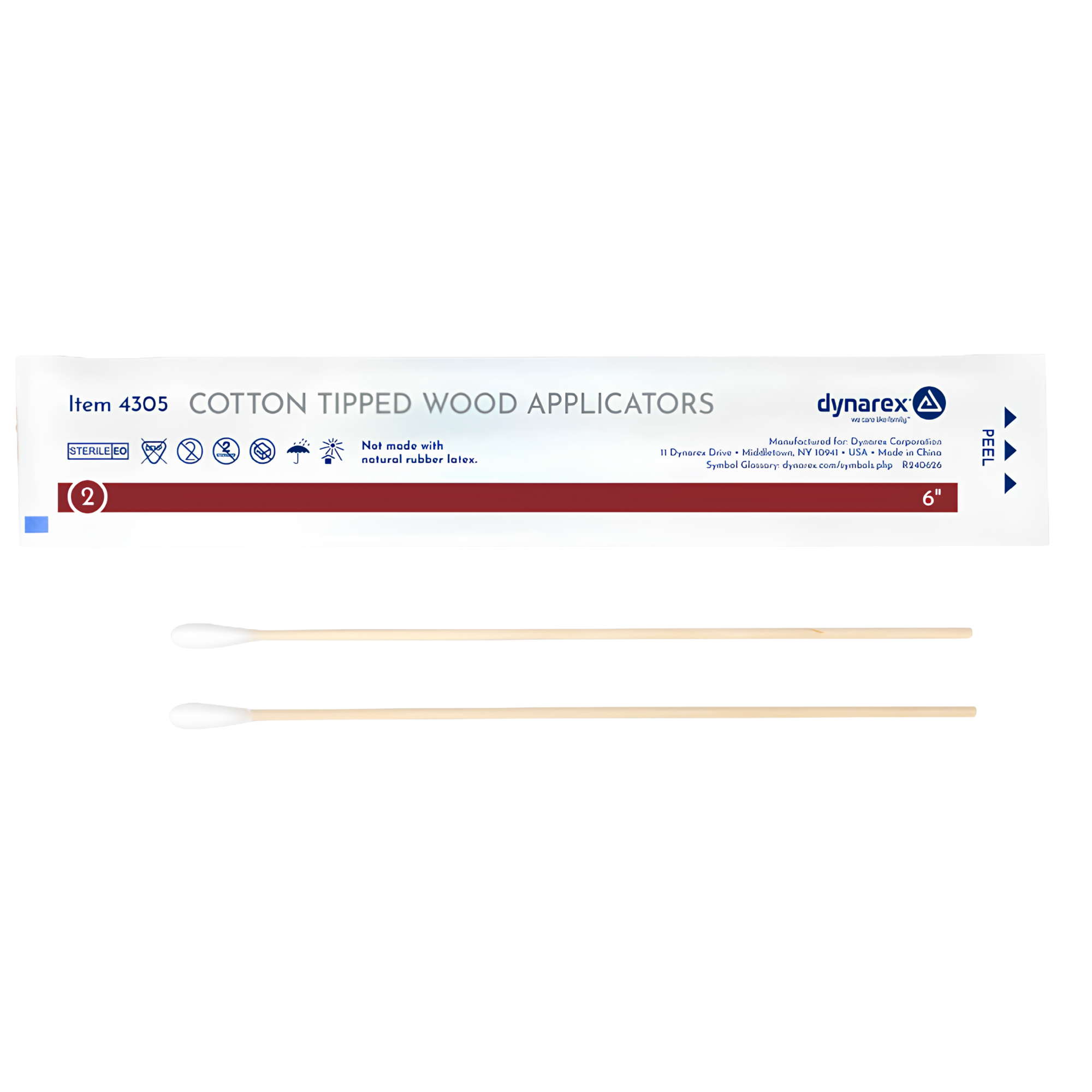 Cotton Tipped Wood Applicators, 6 inch, Sterile, 2/pouch, 100 pouch/bx