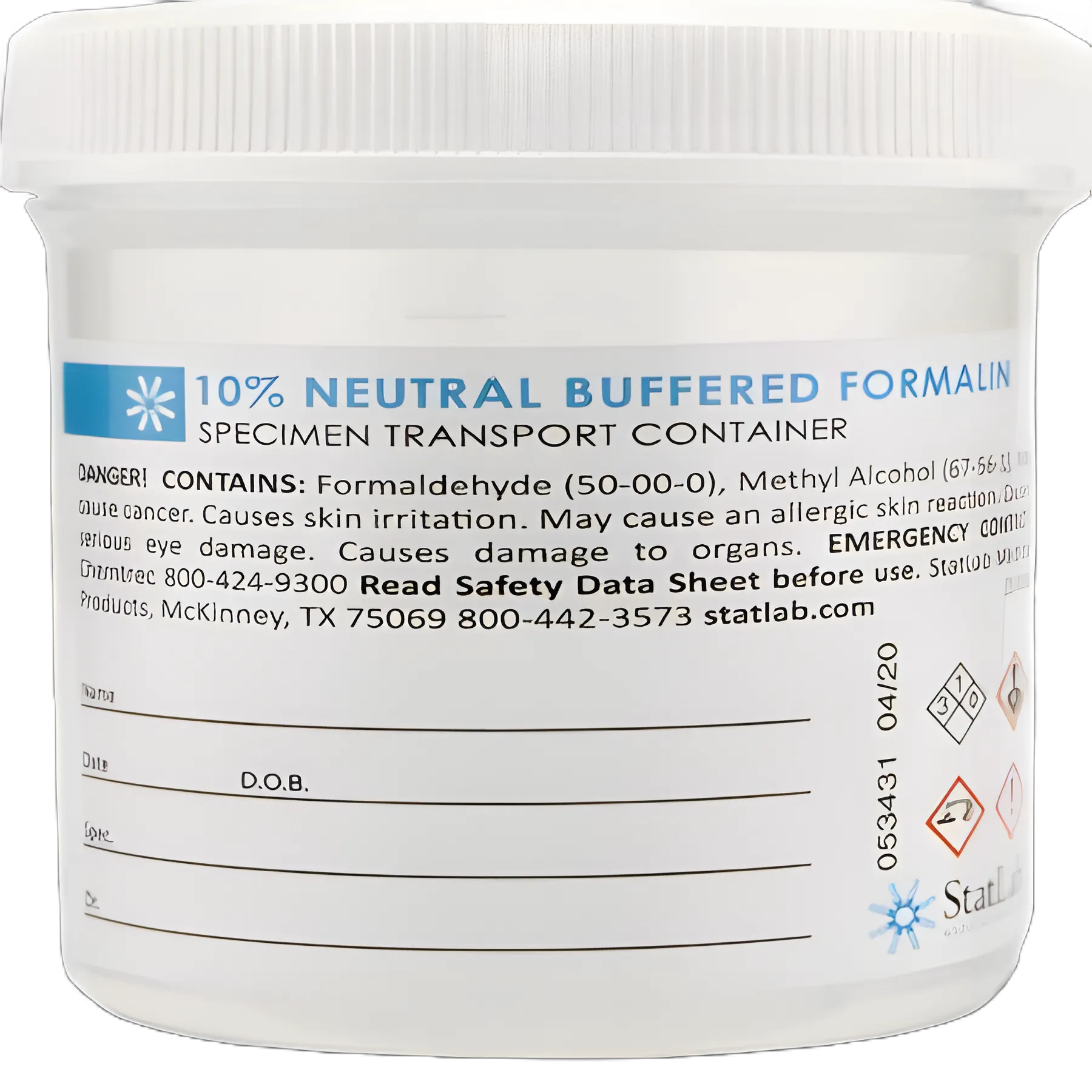 Prefilled Formalin Containers 90 mL for Specimen Preservation - StatLab
