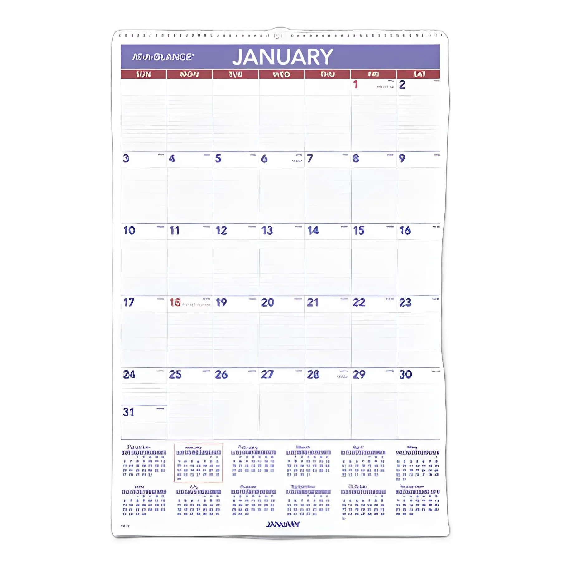 Monthly Wall Calendar with Ruled Daily Blocks, 20 x 30, White Sheets, 12-Month (Jan to Dec): 2024