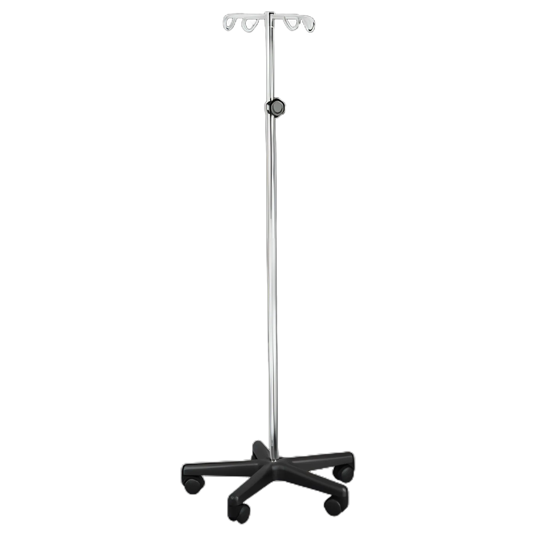 IV Stand Floor Stand Tech-Med 4-Hook 5-Legs, Casters, 20 Inch Base