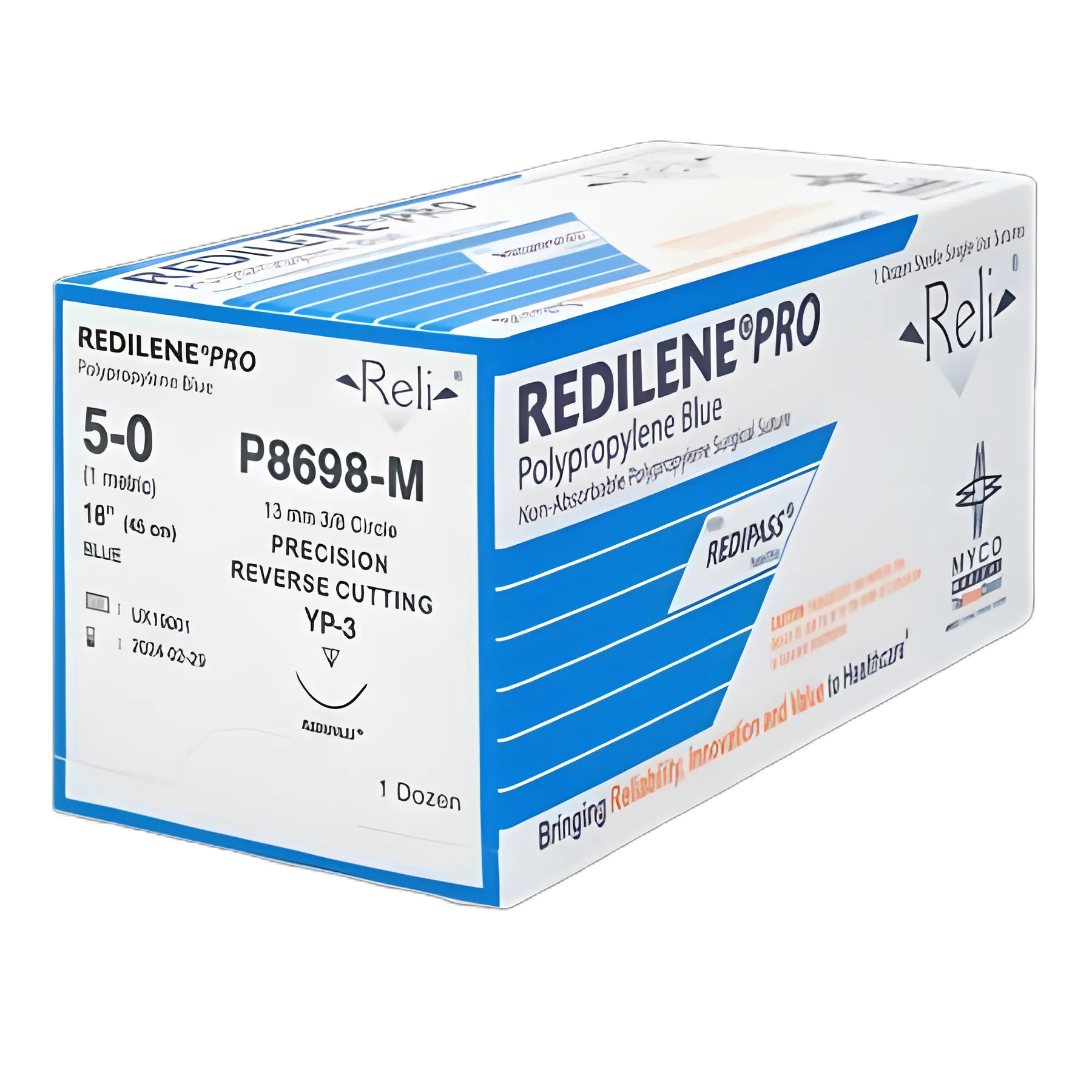 Reli® Redilene™ Polypropylene Nonabsorbable Suture with Conventional Cutting Needle MP-3 3/8 Circle, Size 5-0 Monofilament