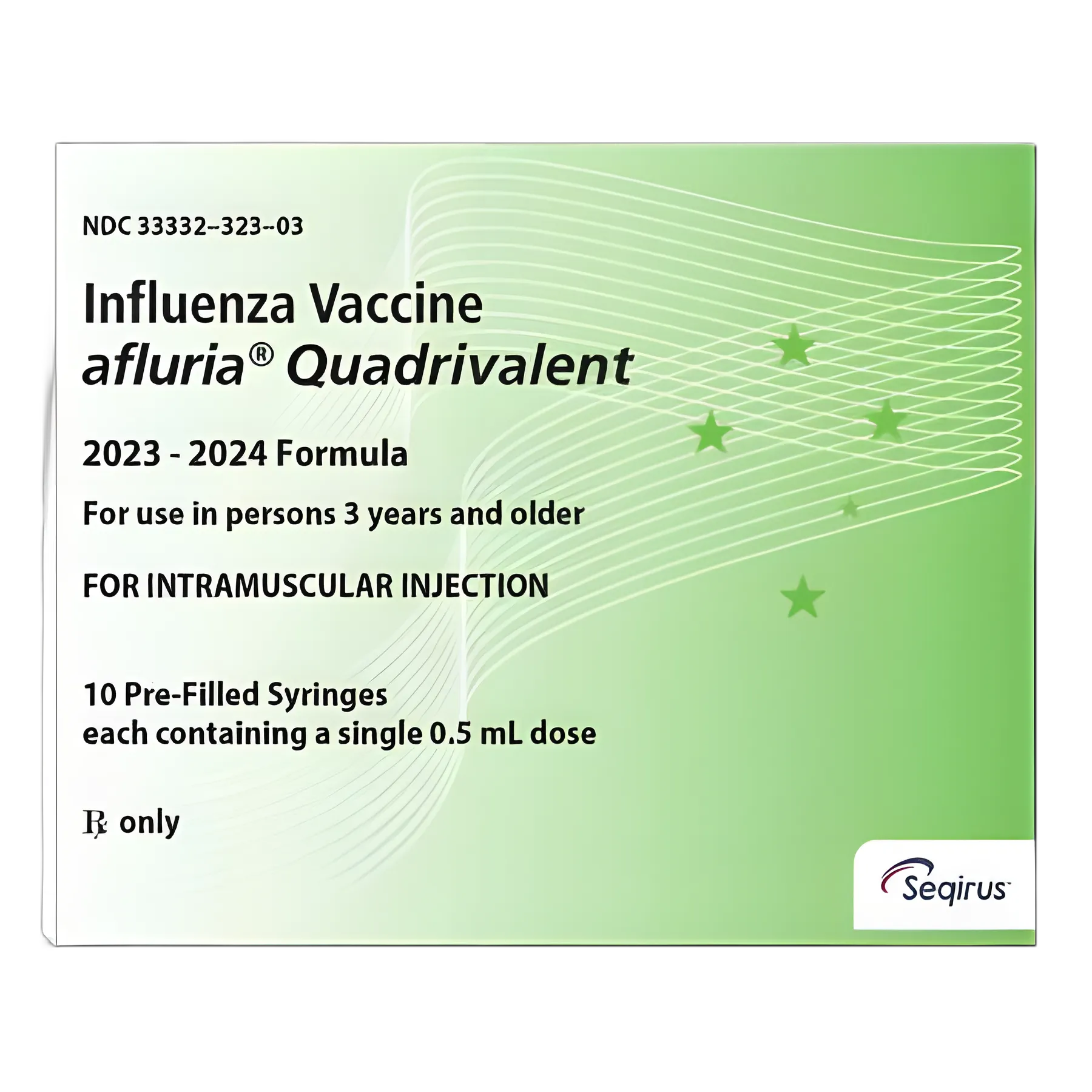 Afluria® Quadrivalent 2023 - 2024 Flu Vaccine 60 mcg / 0.5 mL Indicated for People 3 Years of Age and Older Prefilled Syringe 0.5 mL