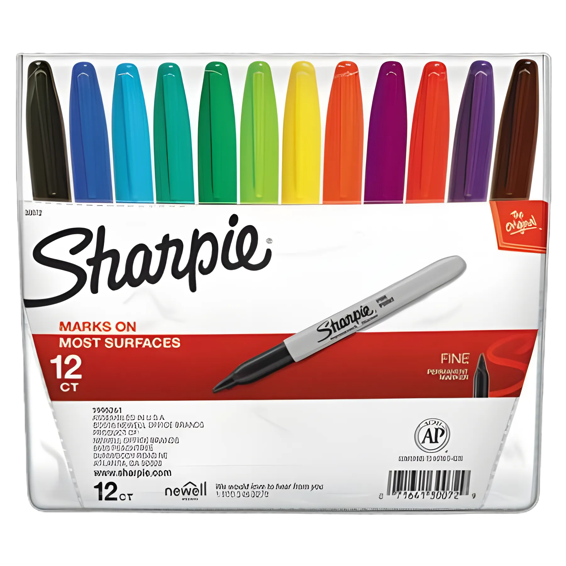 Fine Tip Permanent Marker, Fine Bullet Tip, Assorted Colors, 12/Set