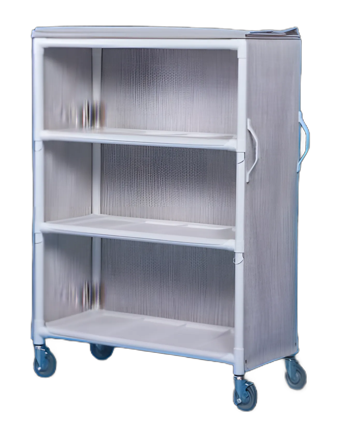 Linen Cart with Cover 3 Shelves PVC 5 Inch Heavy Duty Casters, 2 Locking - LC46-3 - 2