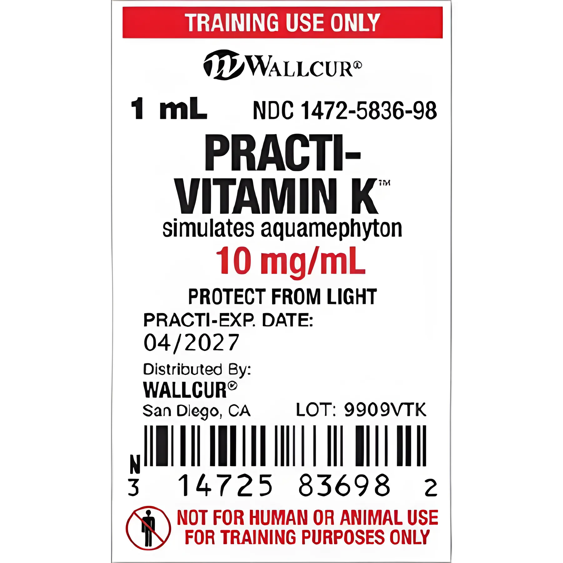 Practi-Vitamin K™ Training Labels for Clinical Simulation - Wallcur