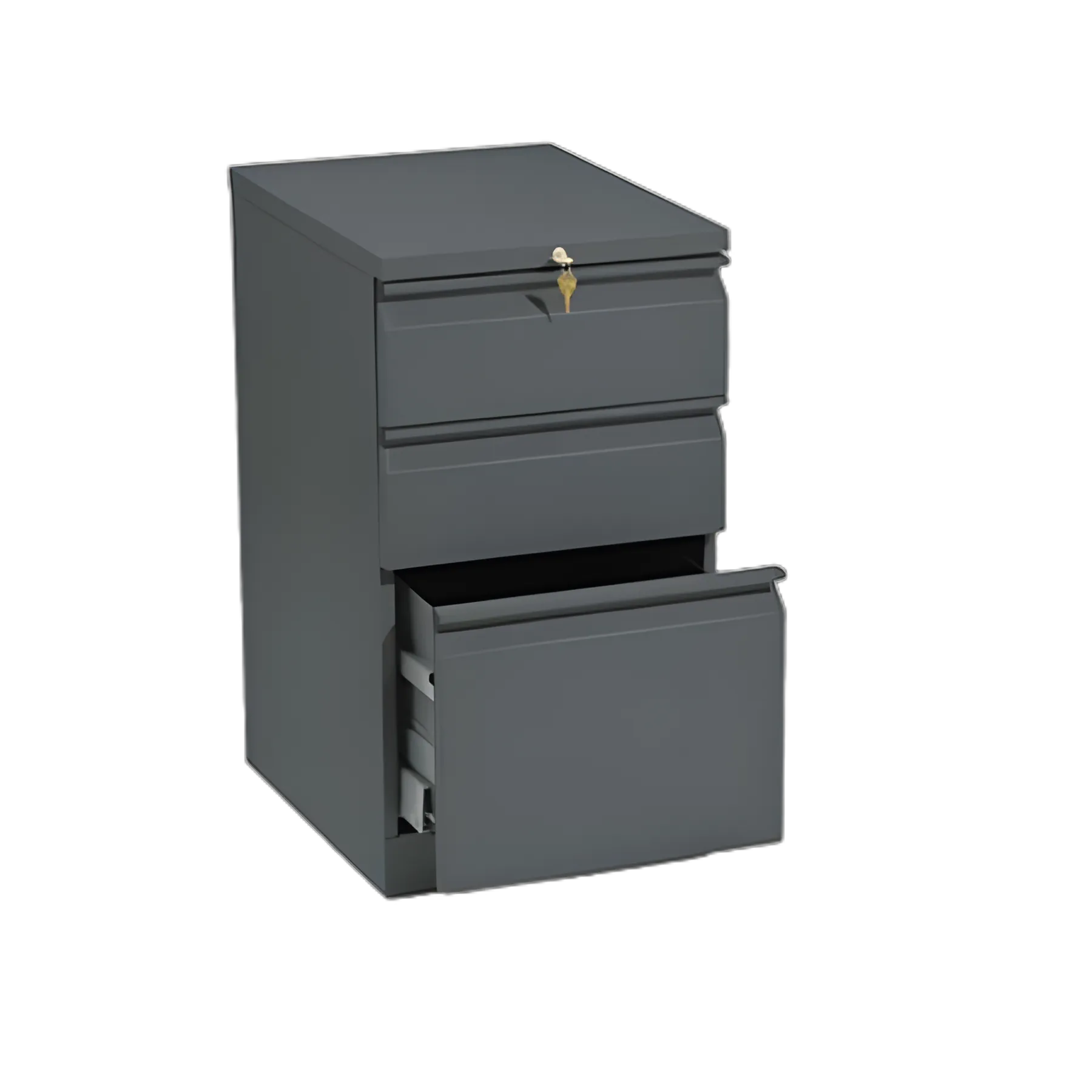 Brigade Mobile Pedestal with Pencil Tray Insert, Left/Right, 3-Drawers: Box/Box/File, Letter, Charcoal, 15" x 19.88" x 28"