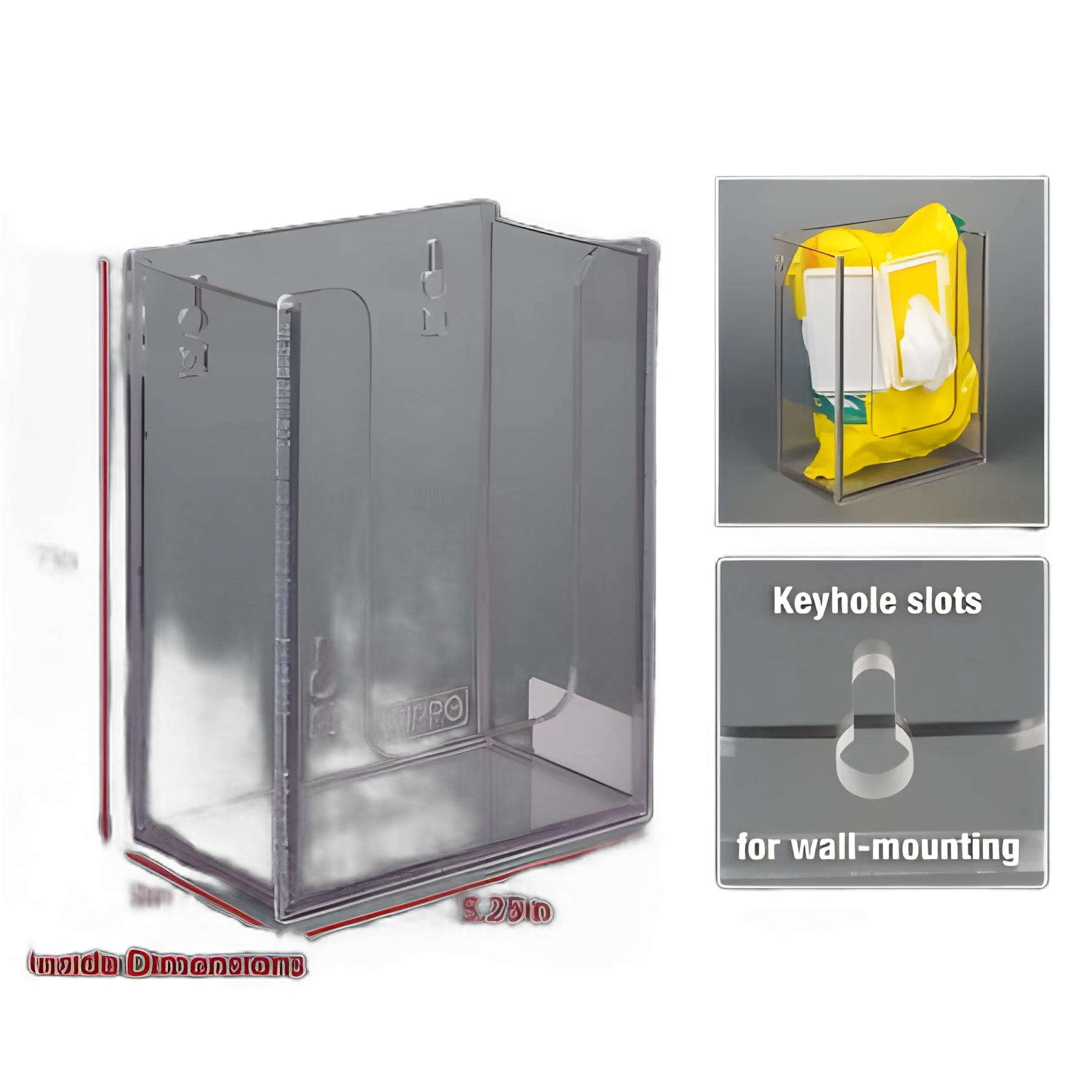 Poltex® Clear PETG Wipe Bag Holder - Wall Mount Sanitizing Wipes Dispenser