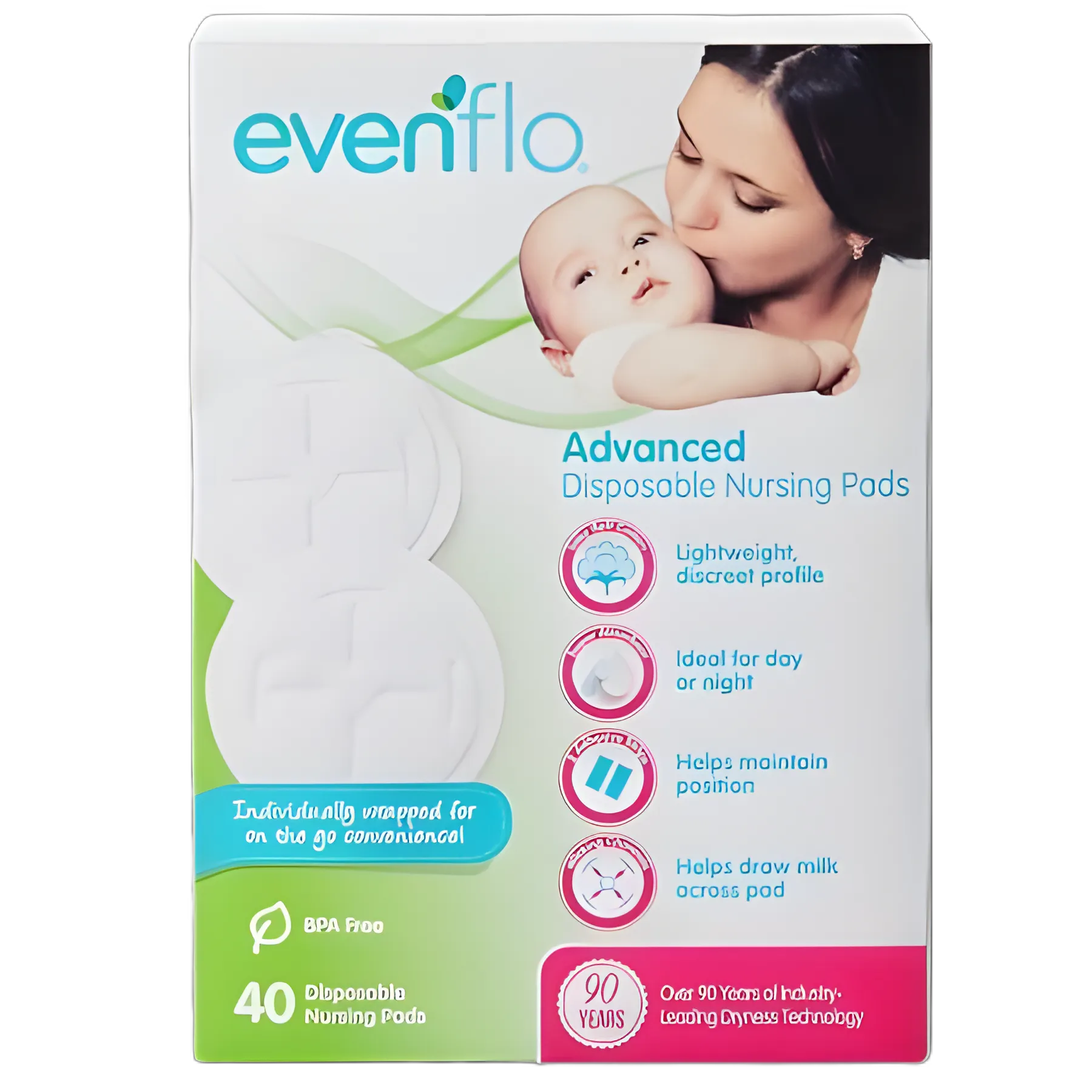 Evenflo Advanced Disposable Nursing Pads, Soft Breathable Material, One Size